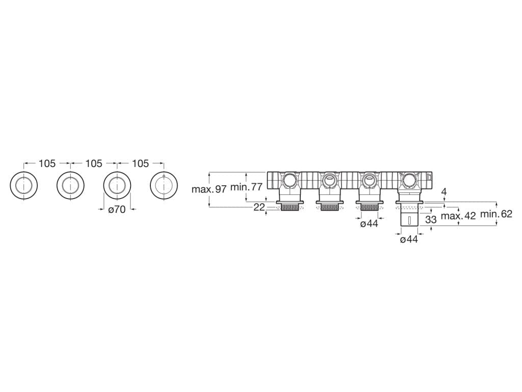 Roca - T - Multi Switch grifería termostática empotrable de 3 vías para baño - ducha, acabado oro cepillado A5A724AVA0. - BricoandPool