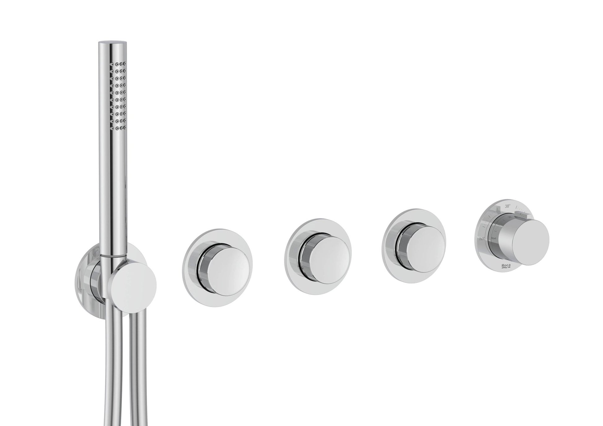 Roca - T - Multi Switch grifería termostática empotrable de 3 vías para baño - ducha con ducha de mano y soporte con toma de agua, acabado cromado A5A734AC00. - BricoandPool