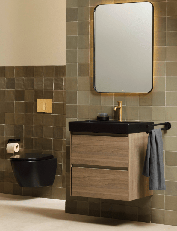 Roca - Tapa y asiento Ona de Supralit® para inodoro compacto negro mate - BricoandPool