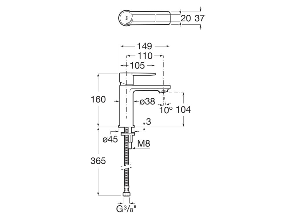 Roca - Targa grifería monomando de lavabo negro mate A5A325FNB0 - BricoandPool
