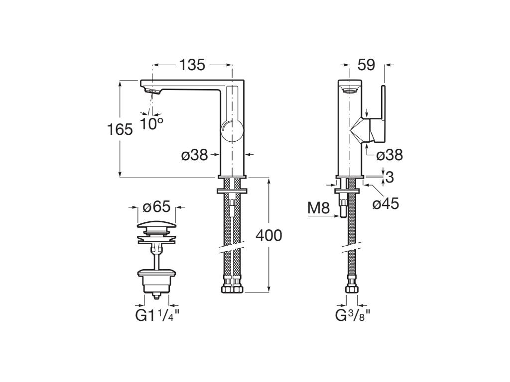 Roca - Targa grifería para lavabo con maneta lateral y cuerpo liso. Cold Start, blanco mate. - BricoandPool