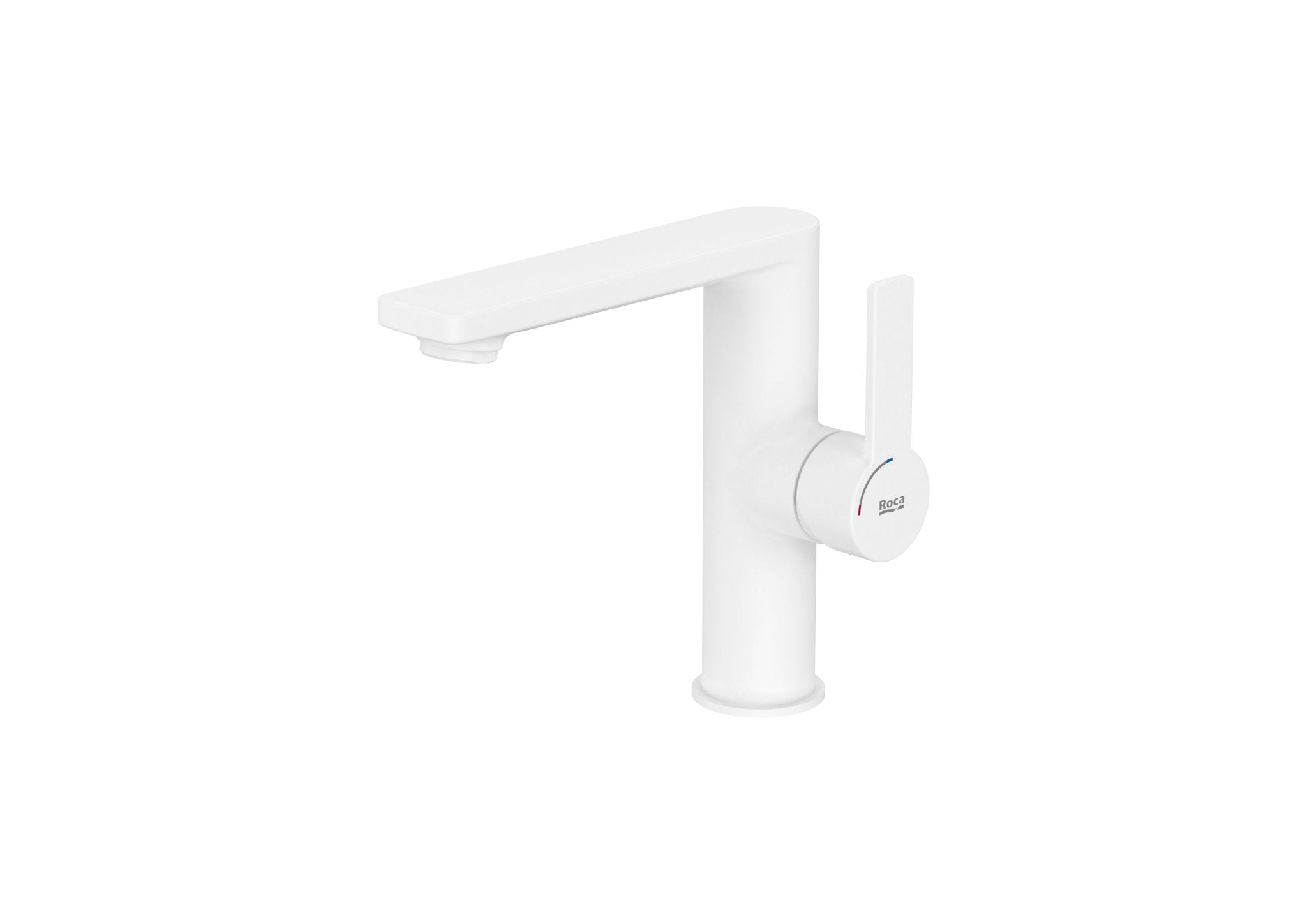Roca - Targa grifería para lavabo con maneta lateral y cuerpo liso. Cold Start, blanco mate. - BricoandPool