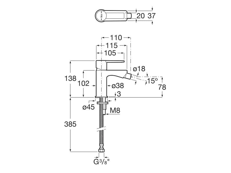 Roca - Targa grifo monomando bidé, negro mate. - BricoandPool