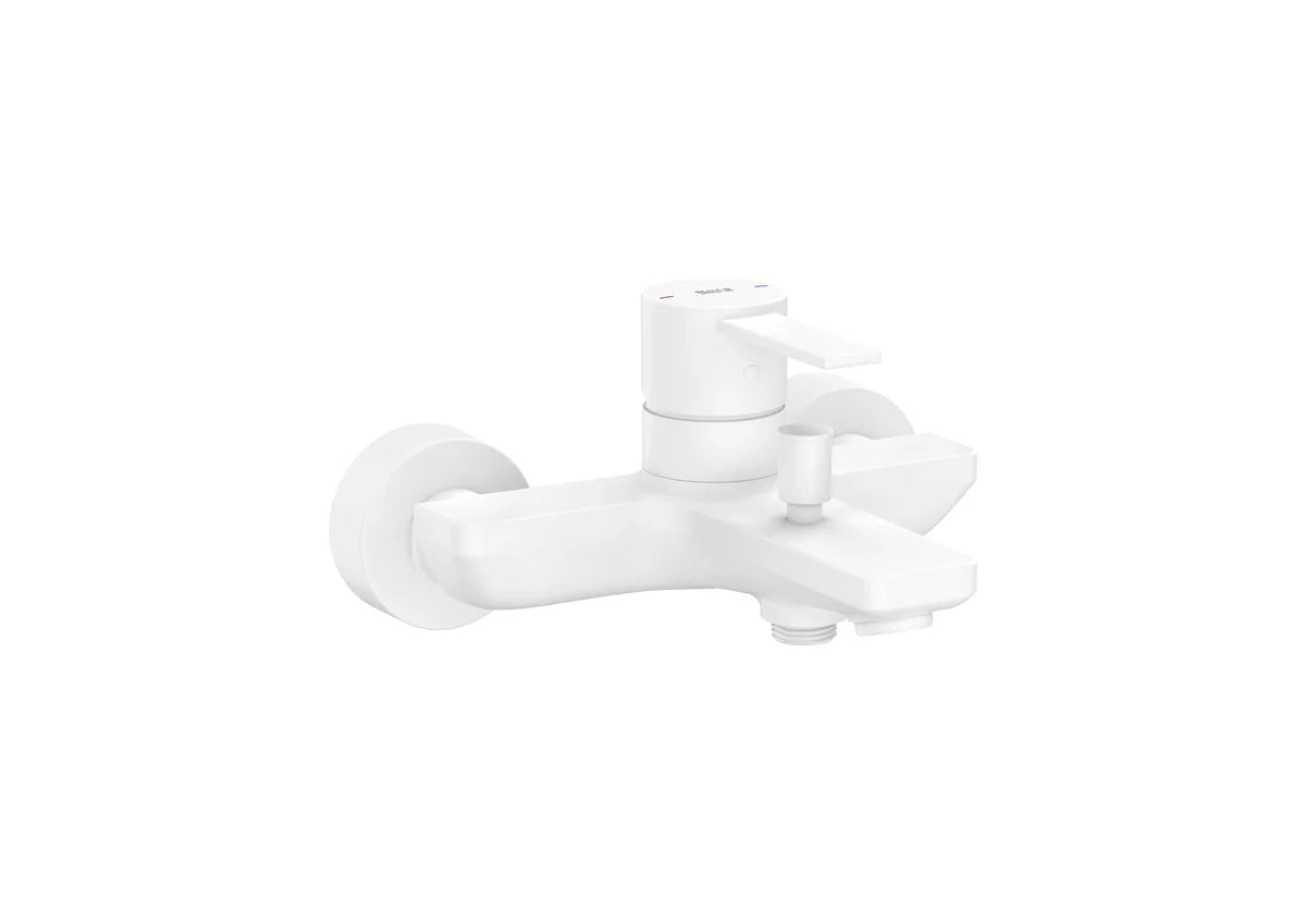 Roca - Targa grifo monomando para baño - ducha, con inversor automático, blanco mate. - BricoandPool