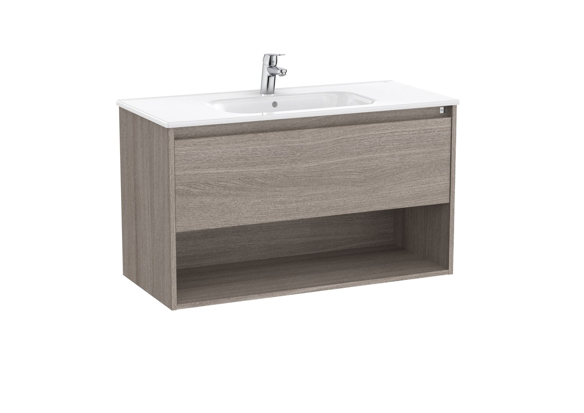 Roca - Tenor Mueble base Tenor de un cajón, un estante abierto en la parte inferior y lavabo - BricoandPool