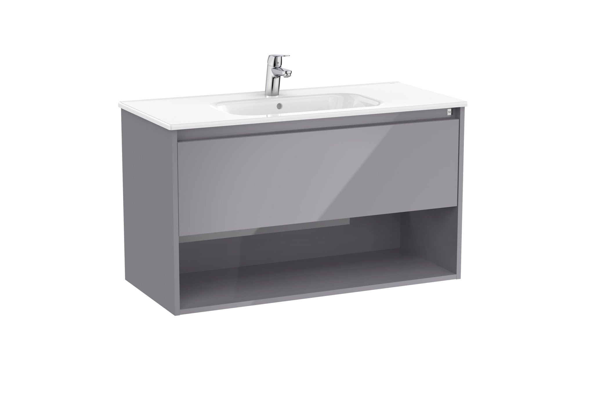 Roca - Tenor Mueble base Tenor de un cajón, un estante abierto en la parte inferior y lavabo - BricoandPool