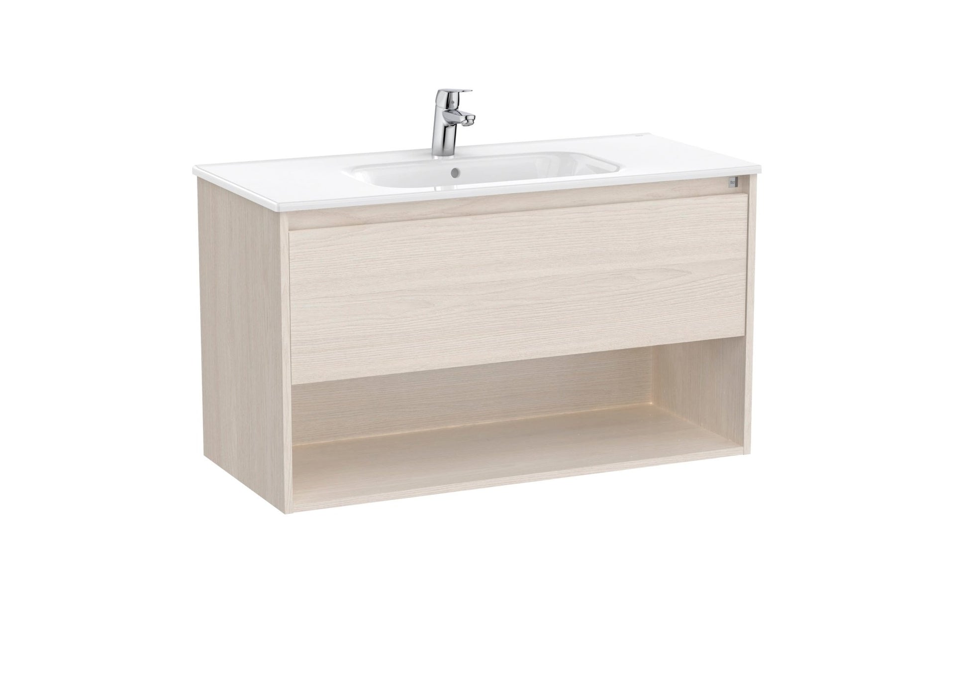 Roca - Tenor Mueble base Tenor de un cajón, un estante abierto en la parte inferior y lavabo - BricoandPool