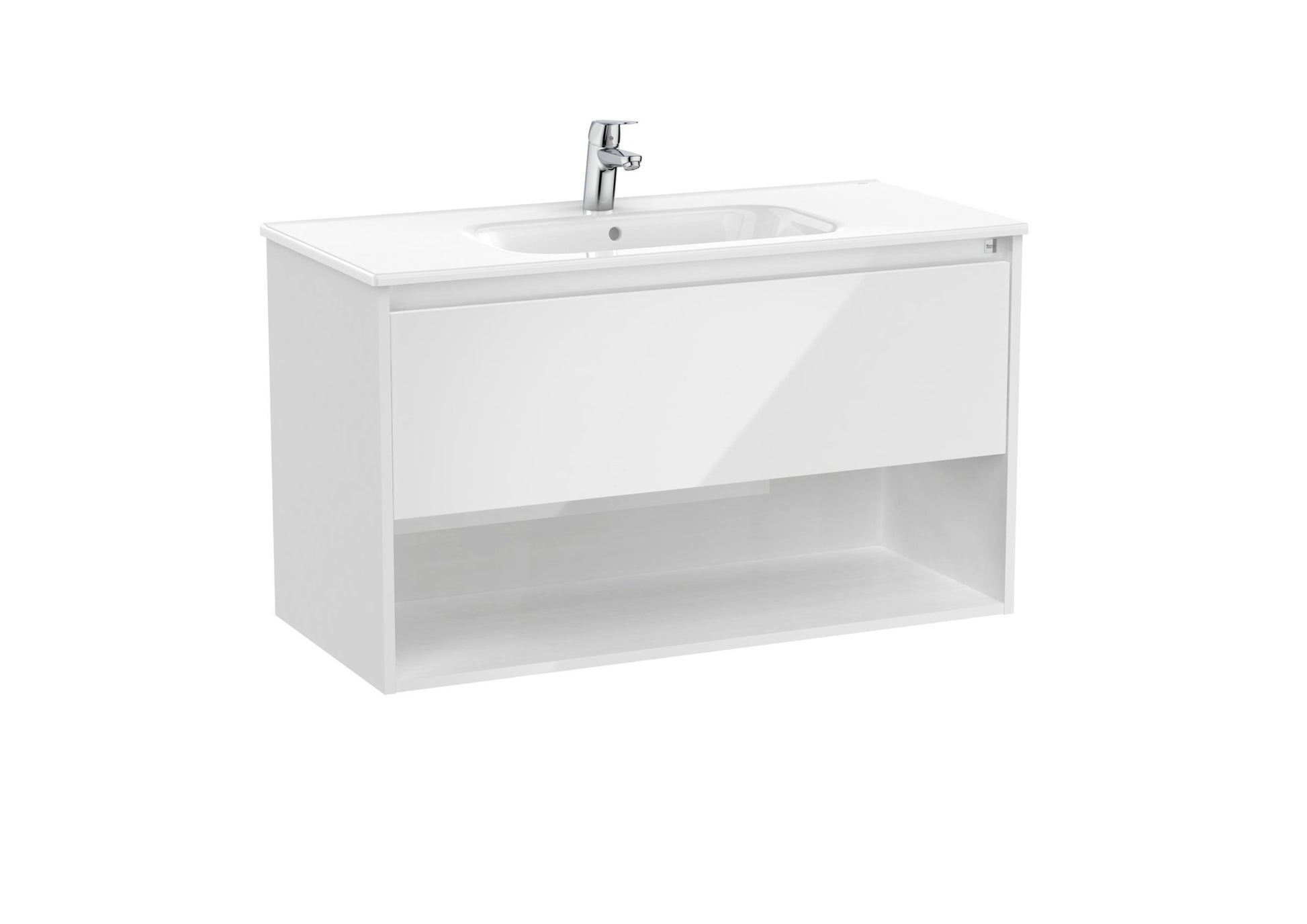 Roca - Tenor Mueble base Tenor de un cajón, un estante abierto en la parte inferior y lavabo - BricoandPool