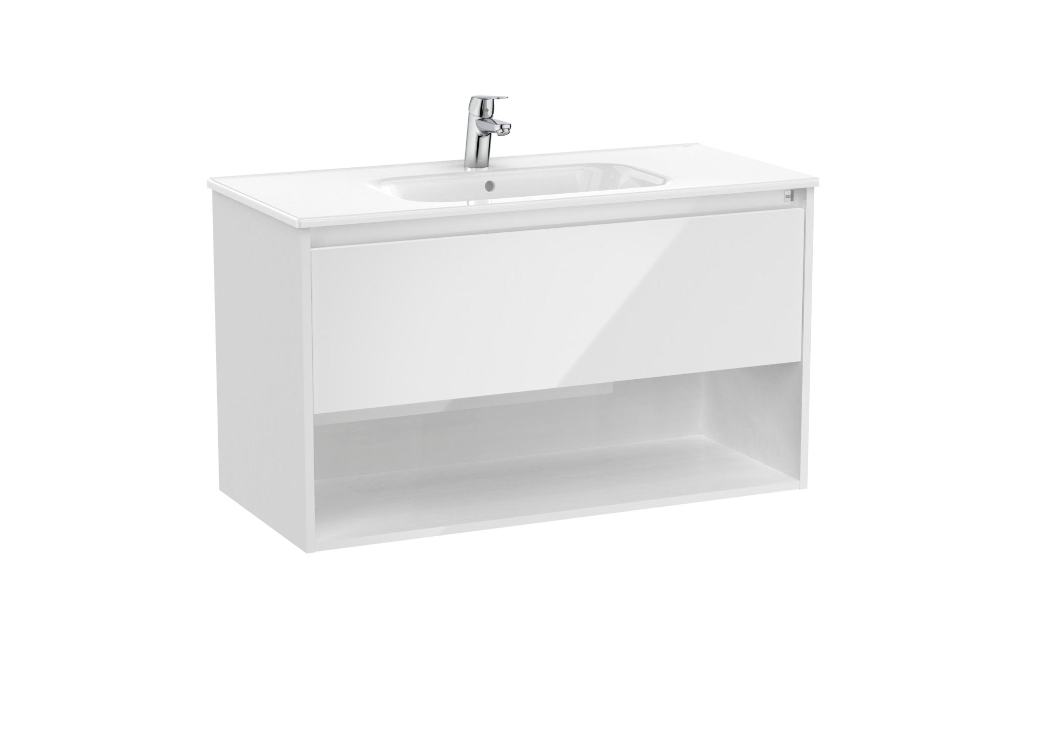 Roca - Tenor Mueble base Tenor de un cajón, un estante abierto en la parte inferior y lavabo - BricoandPool