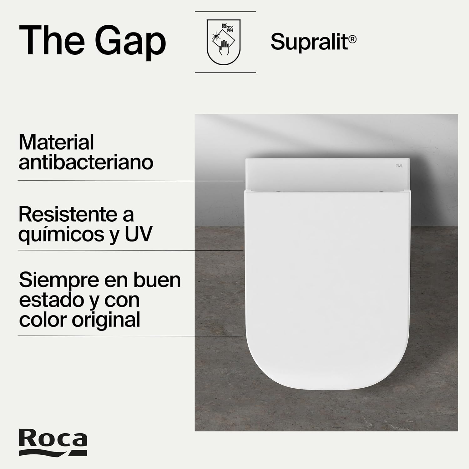 Roca - THE GAP SQUARE Tapa Asiento Caída Normal A801470004/A80147000B - BricoandPool
