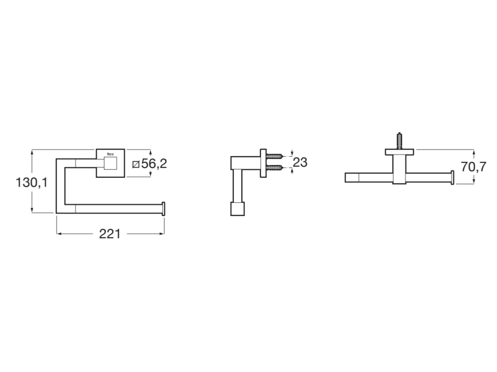 Roca - Toallero de anilla Hotels Square Negro Mate A817610C40 - BricoandPool