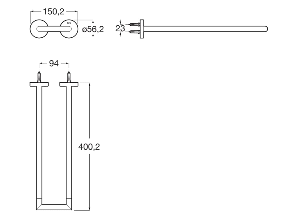 Roca - Toallero doble Hotels Round 150 x 400 x 56 mm Cromado A817577C00 - BricoandPool