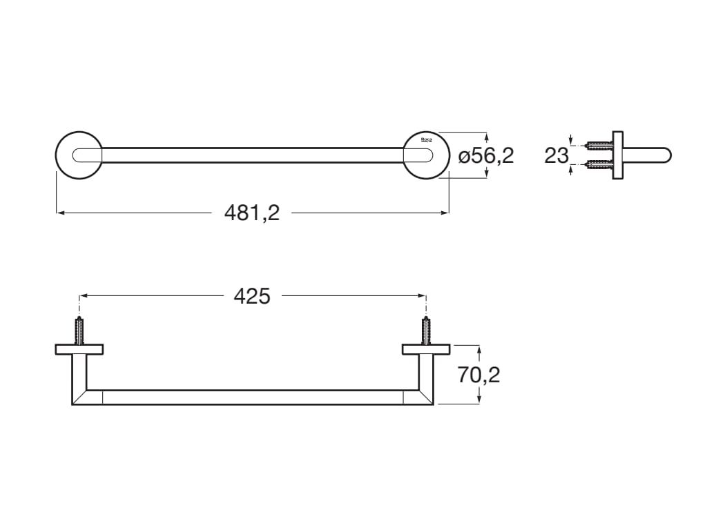 Roca - Toallero Hotels 450 mm Cromado A817575C00 - BricoandPool