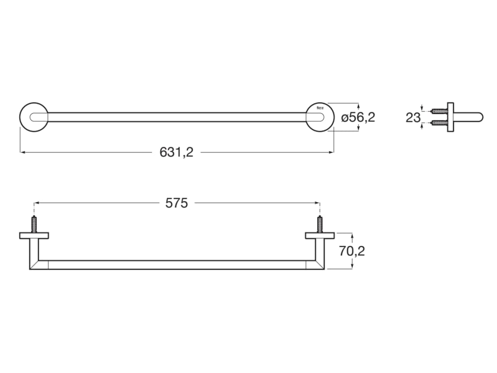 Roca - Toallero Hotels Round 600 mm Negro Mate A817574C40 - BricoandPool