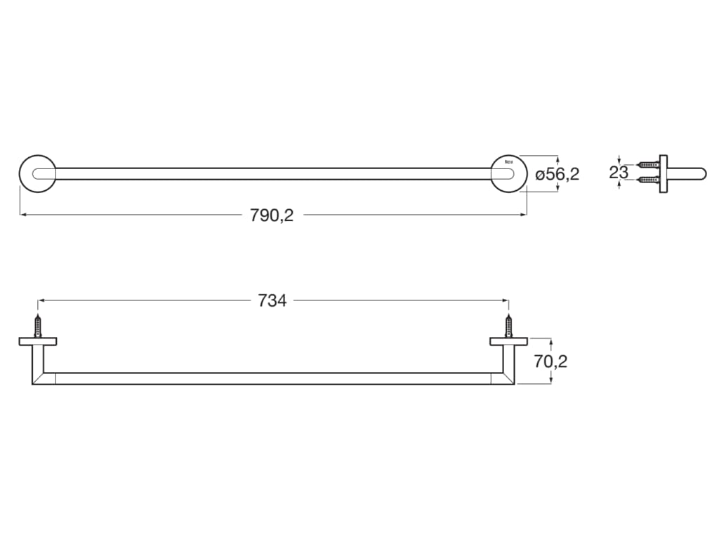 Roca - Toallero Hotels Round 750mm Negro Mate A817573C40 - BricoandPool