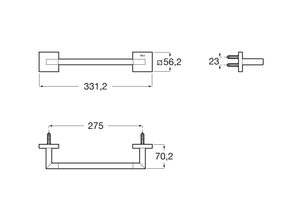 Roca - Toallero Hotels Square 300 mm Cromado A817607C00 - BricoandPool