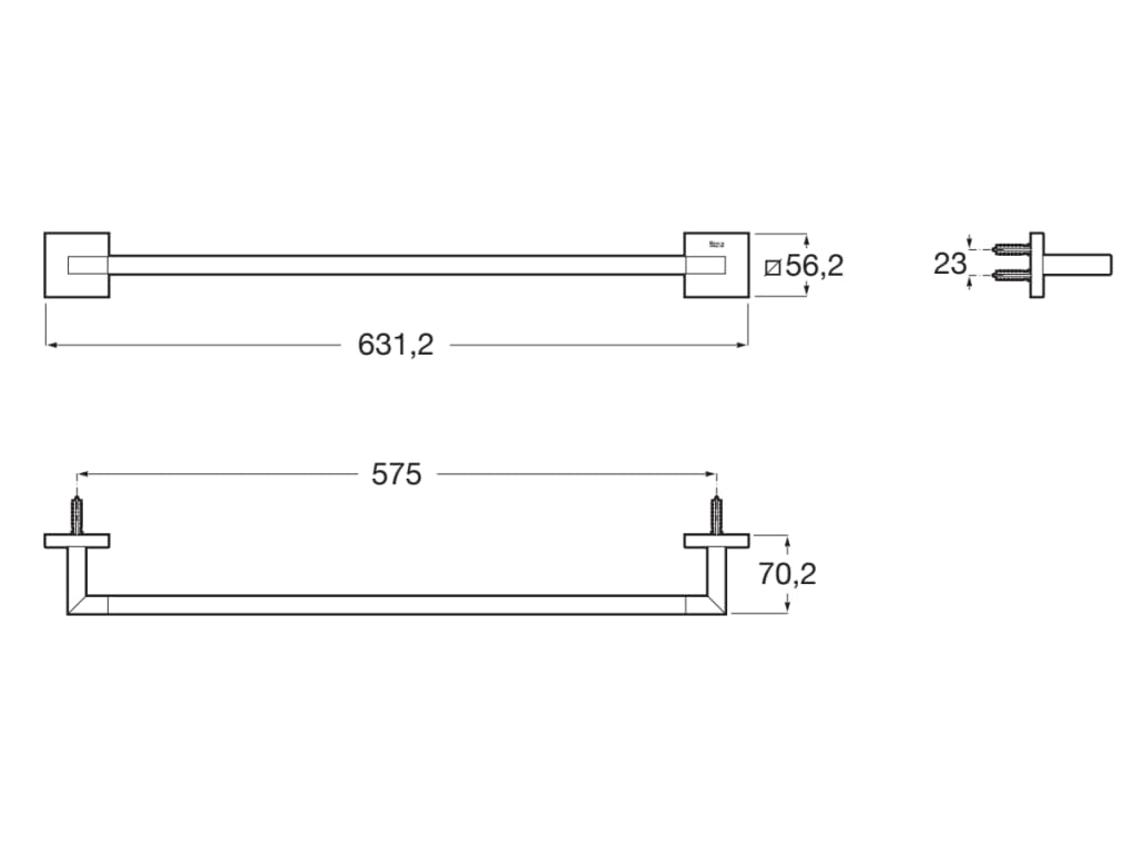Roca - Toallero Hotels Square 600 mm Cromado A817605C00 - BricoandPool
