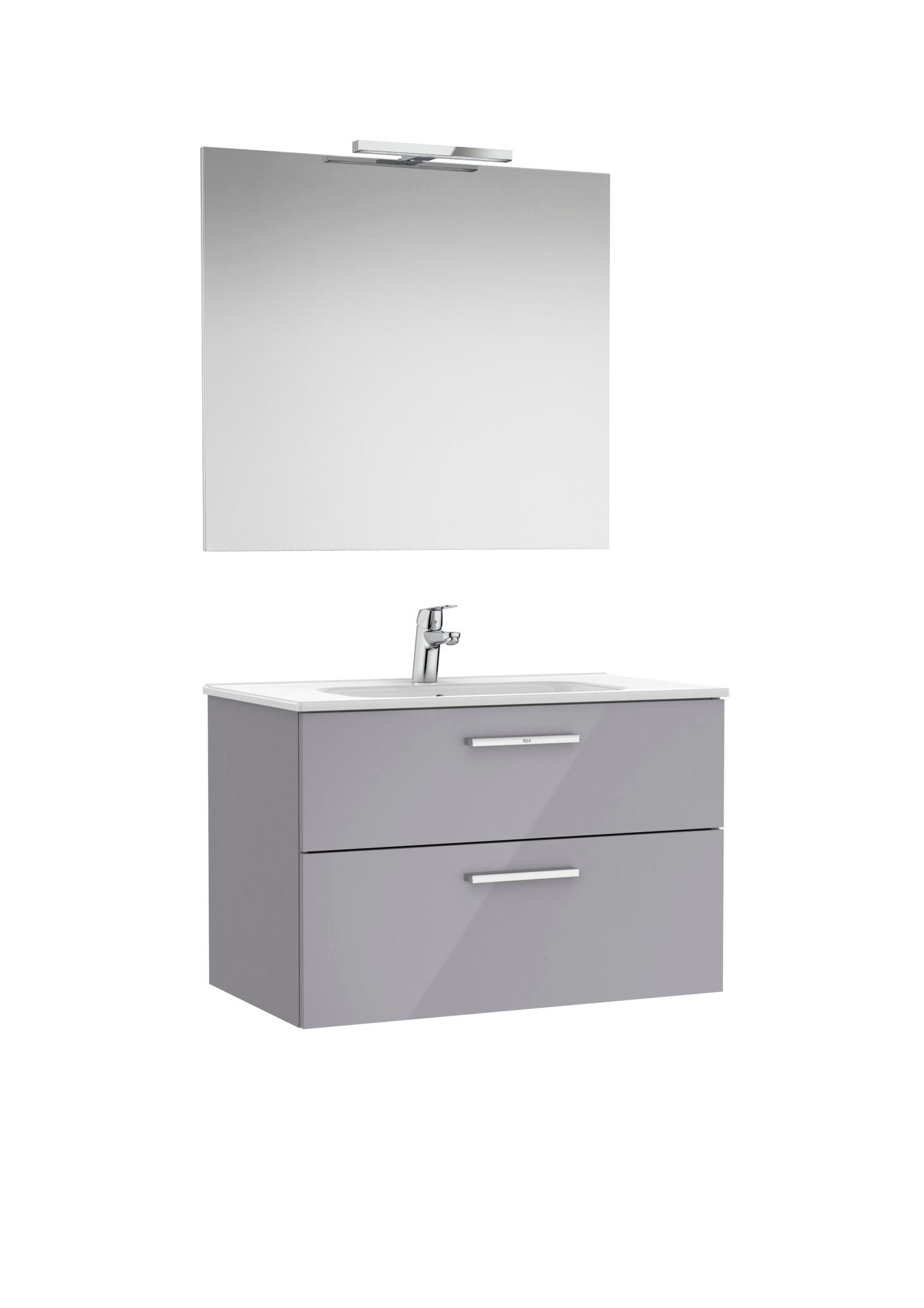 Roca - Victoria Mueble base Pack de dos cajones, lavabo, espejo y aplique LED Starlight - BricoandPool