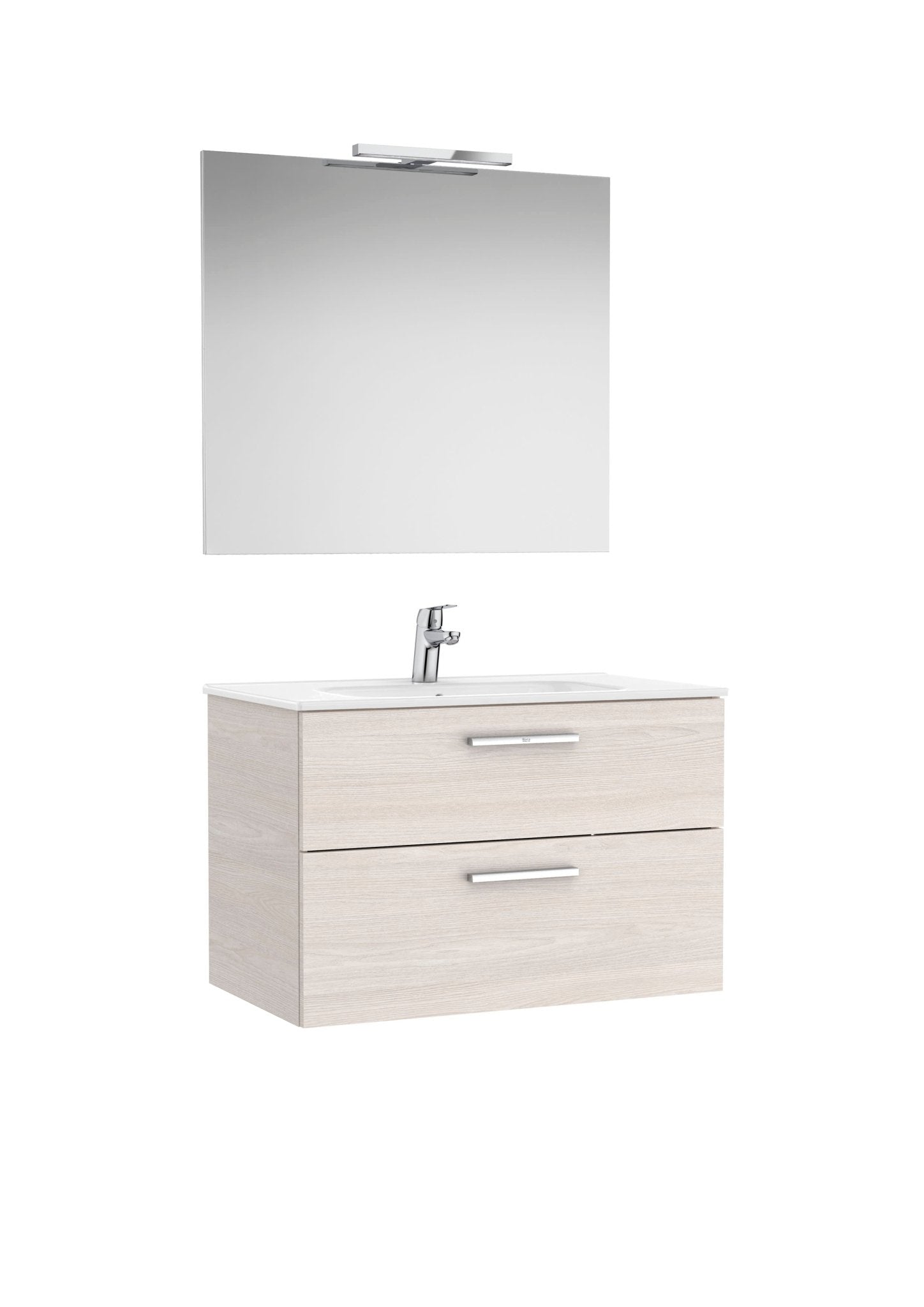 Roca - Victoria Mueble base Pack de dos cajones, lavabo, espejo y aplique LED Starlight - BricoandPool