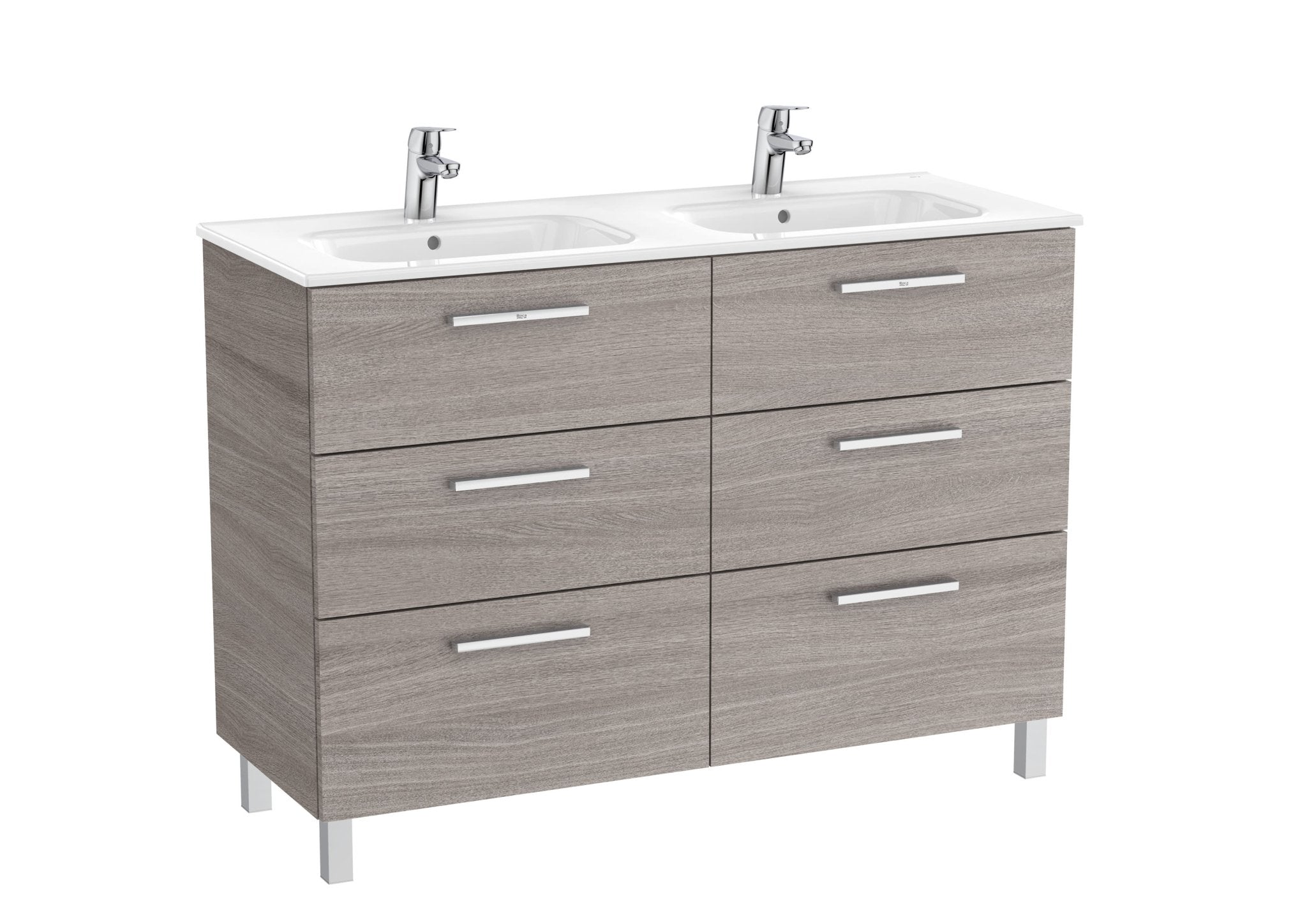 Roca - Victoria Mueble base Unik de seis cajones y lavabo doble - BricoandPool