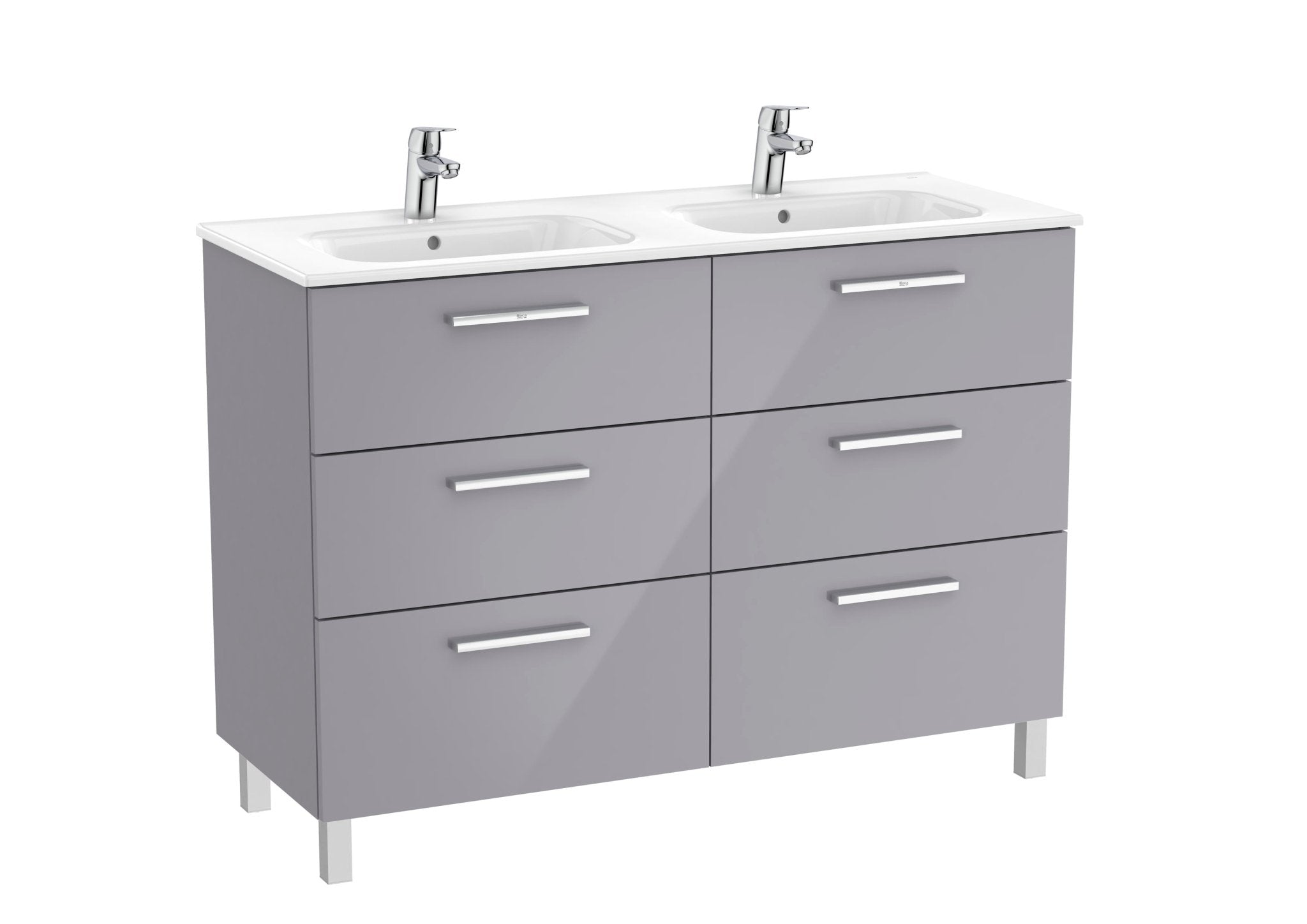 Roca - Victoria Mueble base Unik de seis cajones y lavabo doble - BricoandPool