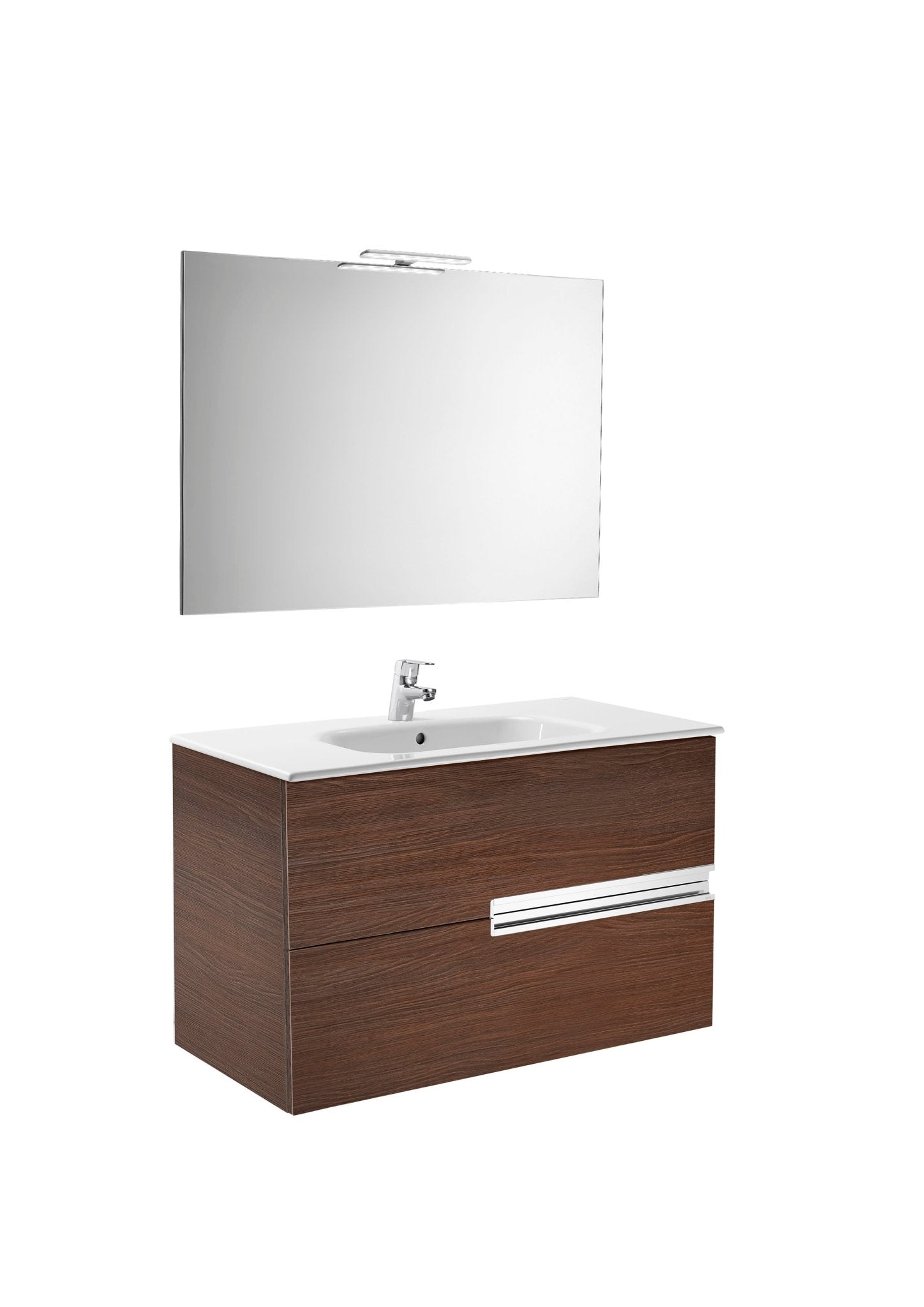 Roca - Victoria - N Mueble base Pack de dos cajones, lavabo, espejo y aplique LED Starlight - BricoandPool