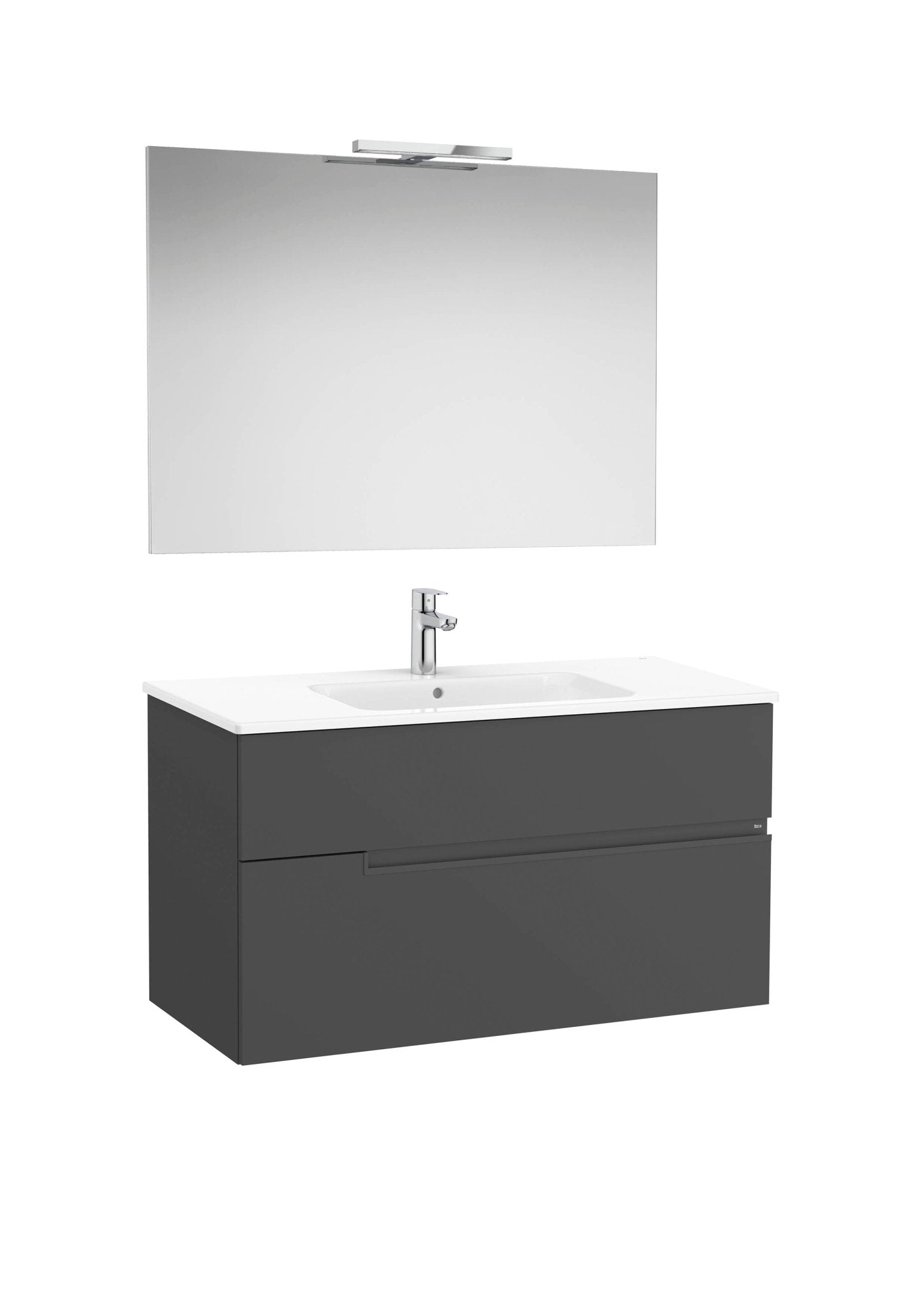 Roca - Victoria - N Mueble base Pack de dos cajones, lavabo, espejo y aplique LED Starlight - BricoandPool