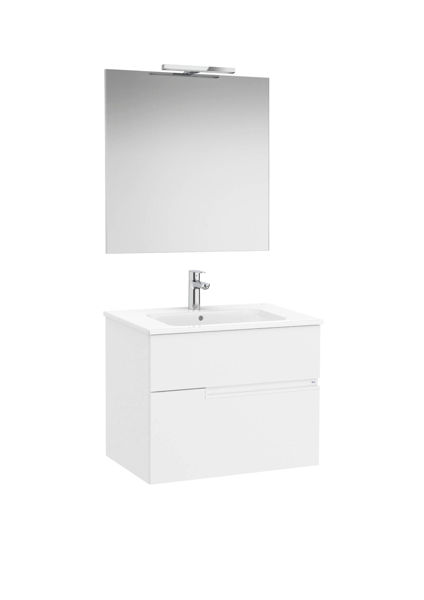 Roca - Victoria - N Mueble base Pack de dos cajones, lavabo, espejo y aplique LED Starlight - BricoandPool