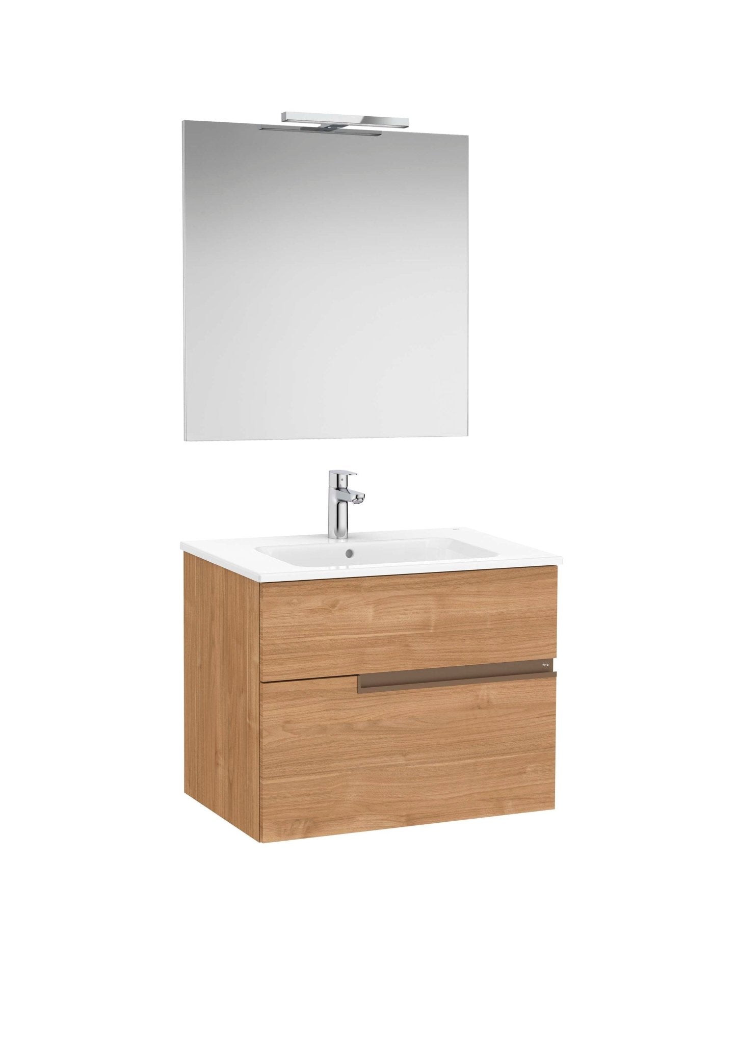 Roca - Victoria - N Mueble base Pack de dos cajones, lavabo, espejo y aplique LED Starlight - BricoandPool