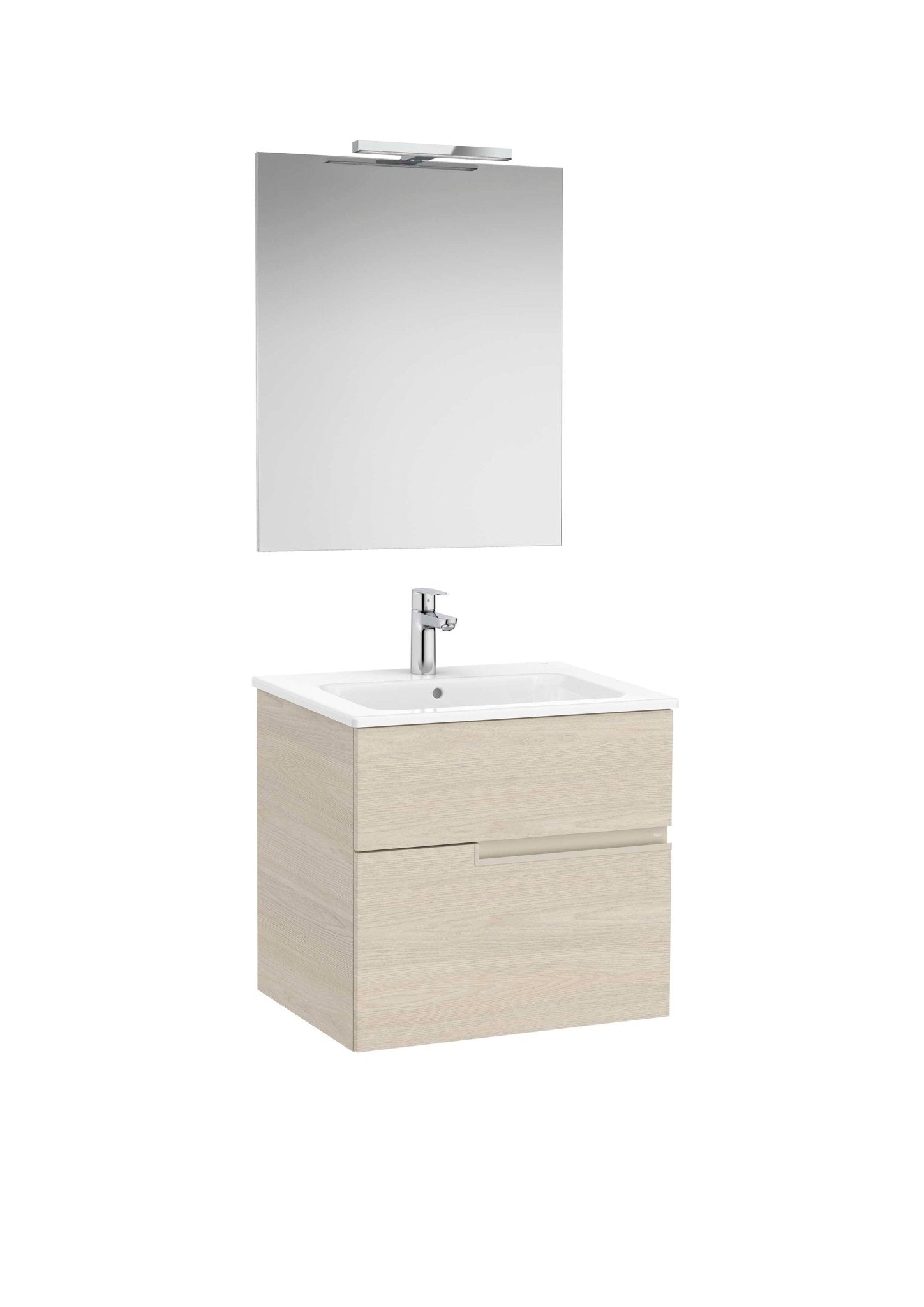 Roca - Victoria - N Mueble base Pack de dos cajones, lavabo, espejo y aplique LED Starlight - BricoandPool
