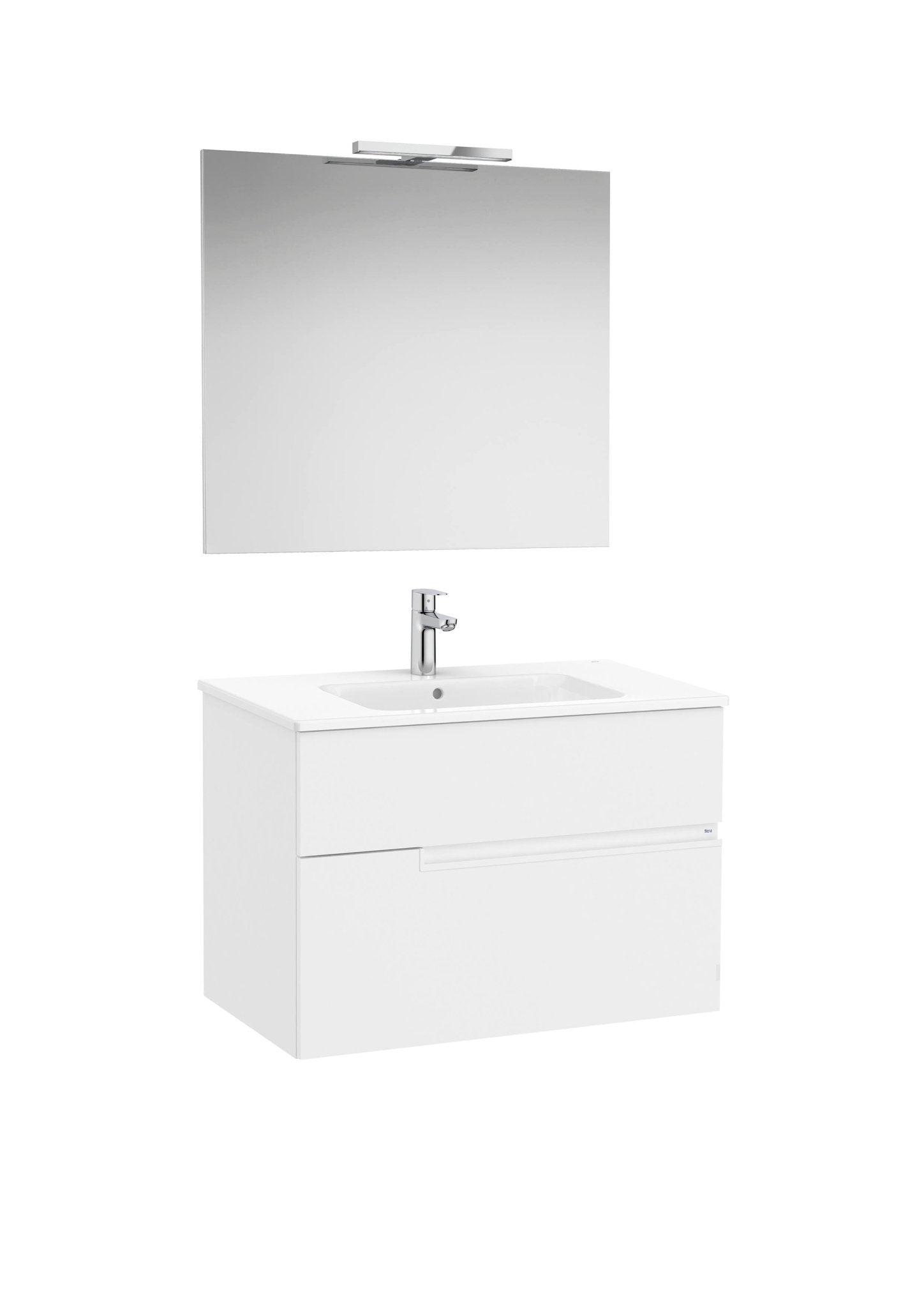 Roca - Victoria - N Mueble base Pack de dos cajones, lavabo, espejo y aplique LED Starlight - BricoandPool