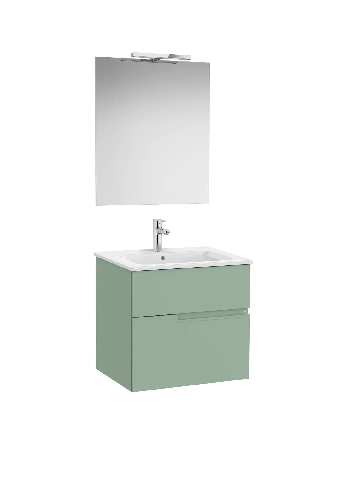 Roca - Victoria - N Mueble base Pack de dos cajones, lavabo, espejo y aplique LED Starlight - BricoandPool