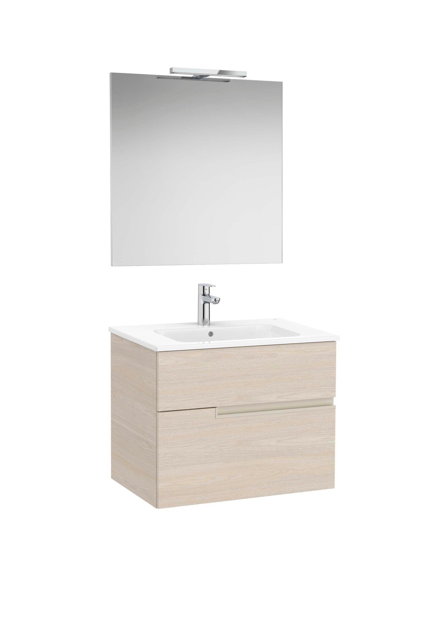 Roca - Victoria - N Mueble base Pack de dos cajones, lavabo, espejo y aplique LED Starlight - BricoandPool