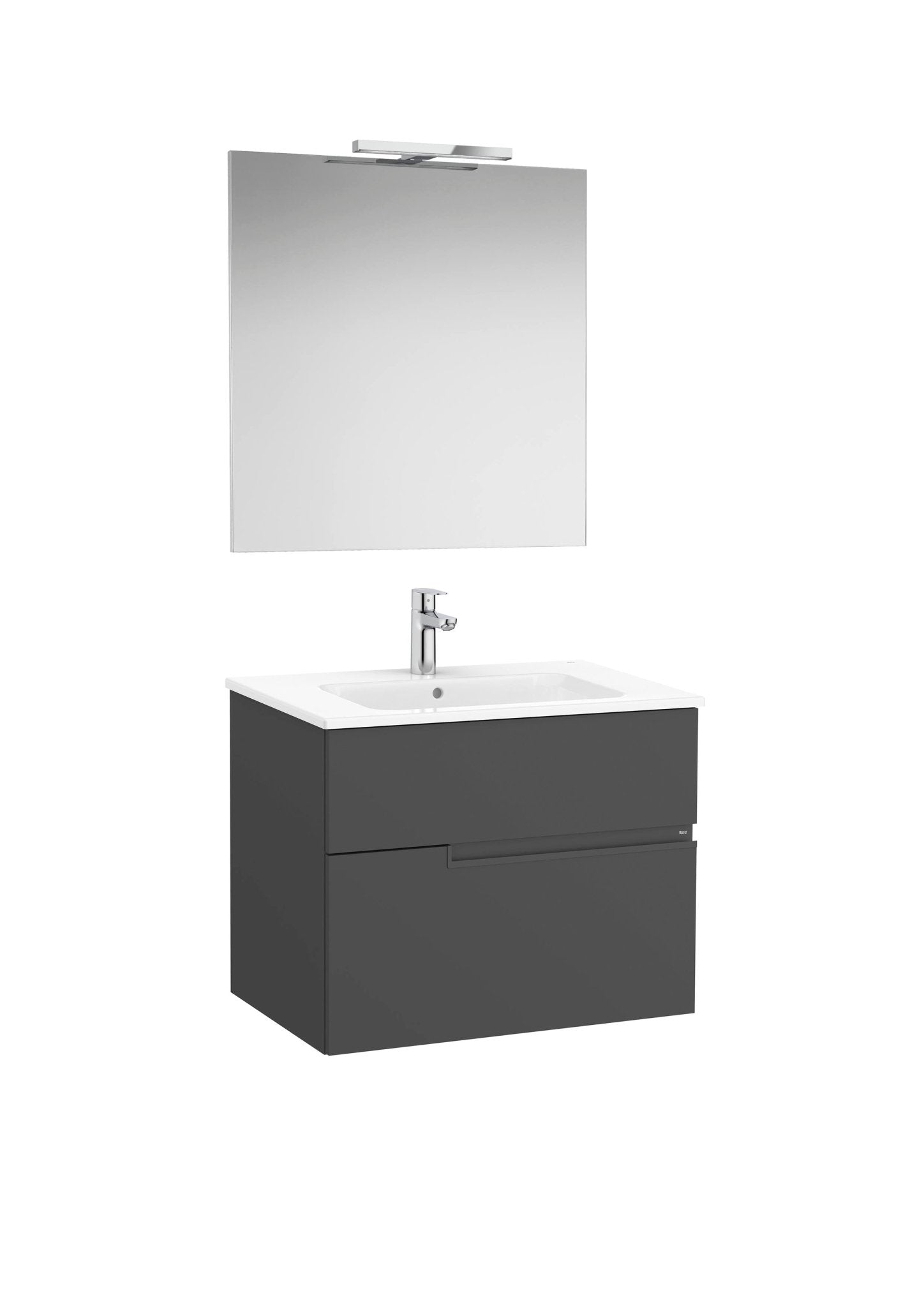 Roca - Victoria - N Mueble base Pack de dos cajones, lavabo, espejo y aplique LED Starlight - BricoandPool