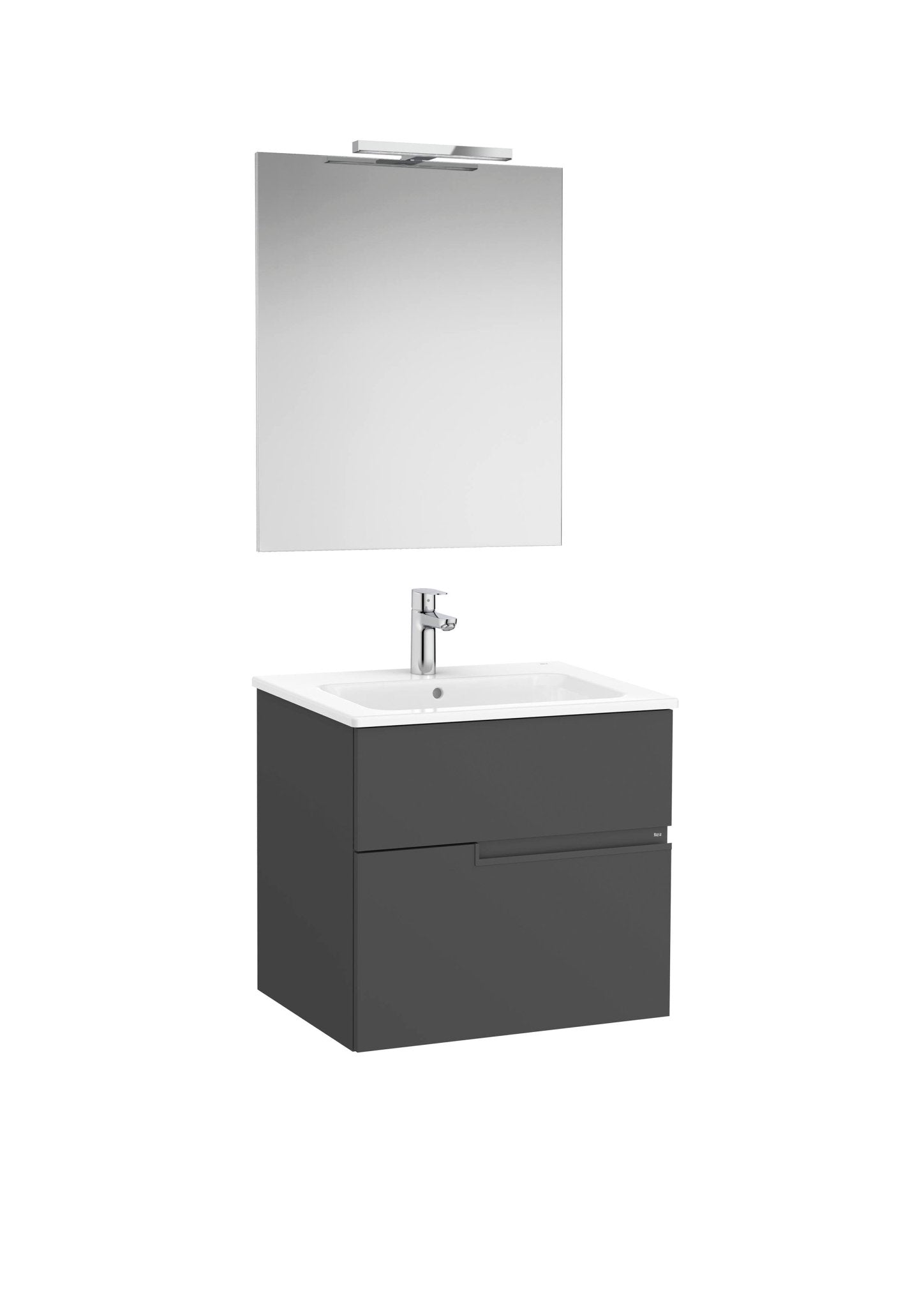 Roca - Victoria - N Mueble base Pack de dos cajones, lavabo, espejo y aplique LED Starlight - BricoandPool