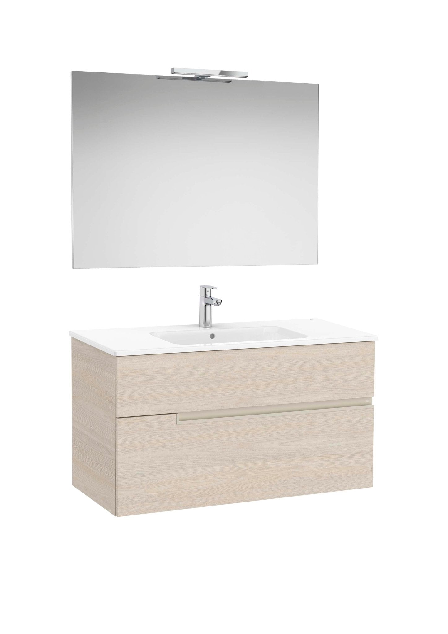 Roca - Victoria - N Mueble base Pack de dos cajones, lavabo, espejo y aplique LED Starlight - BricoandPool