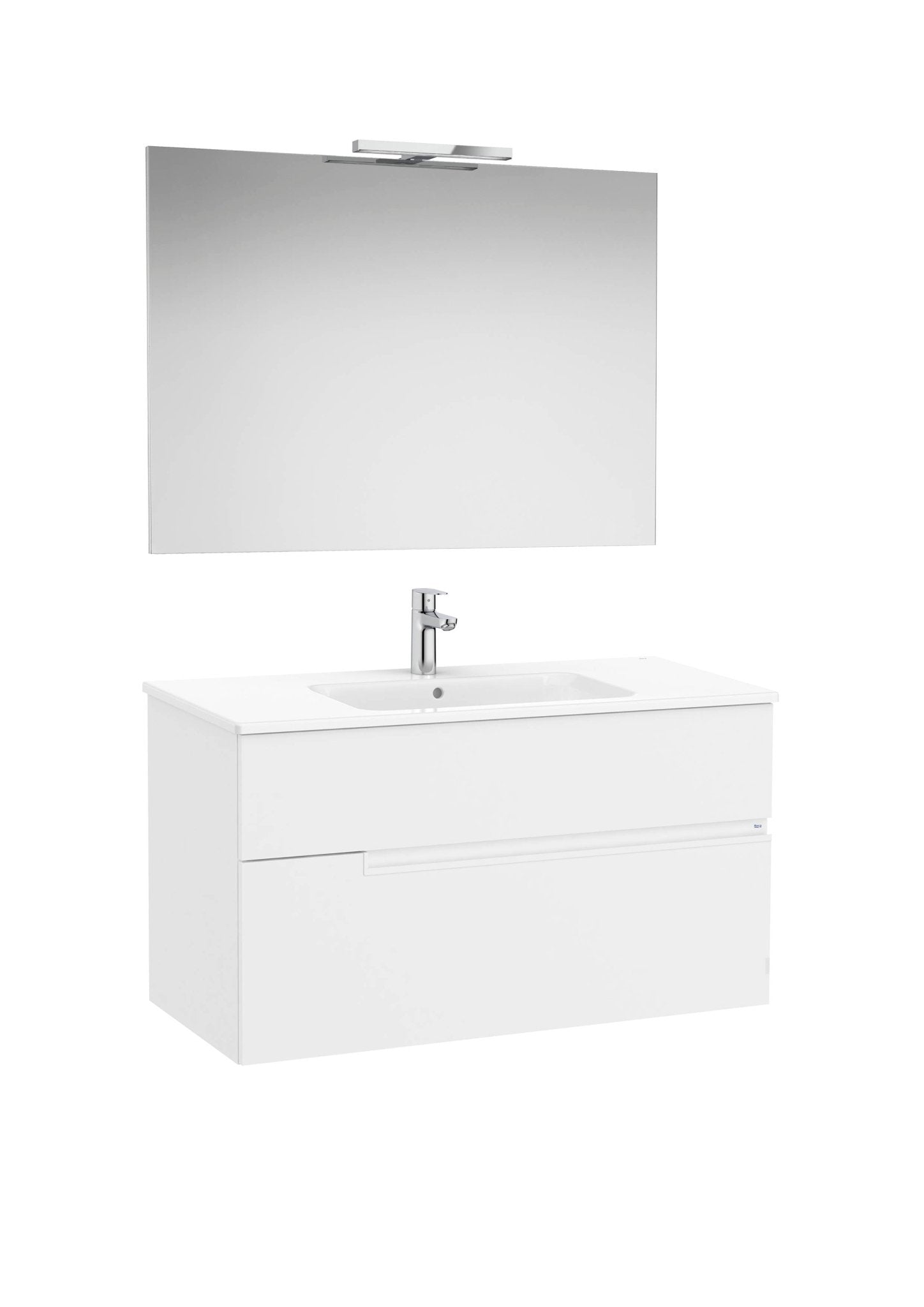 Roca - Victoria - N Mueble base Pack de dos cajones, lavabo, espejo y aplique LED Starlight - BricoandPool