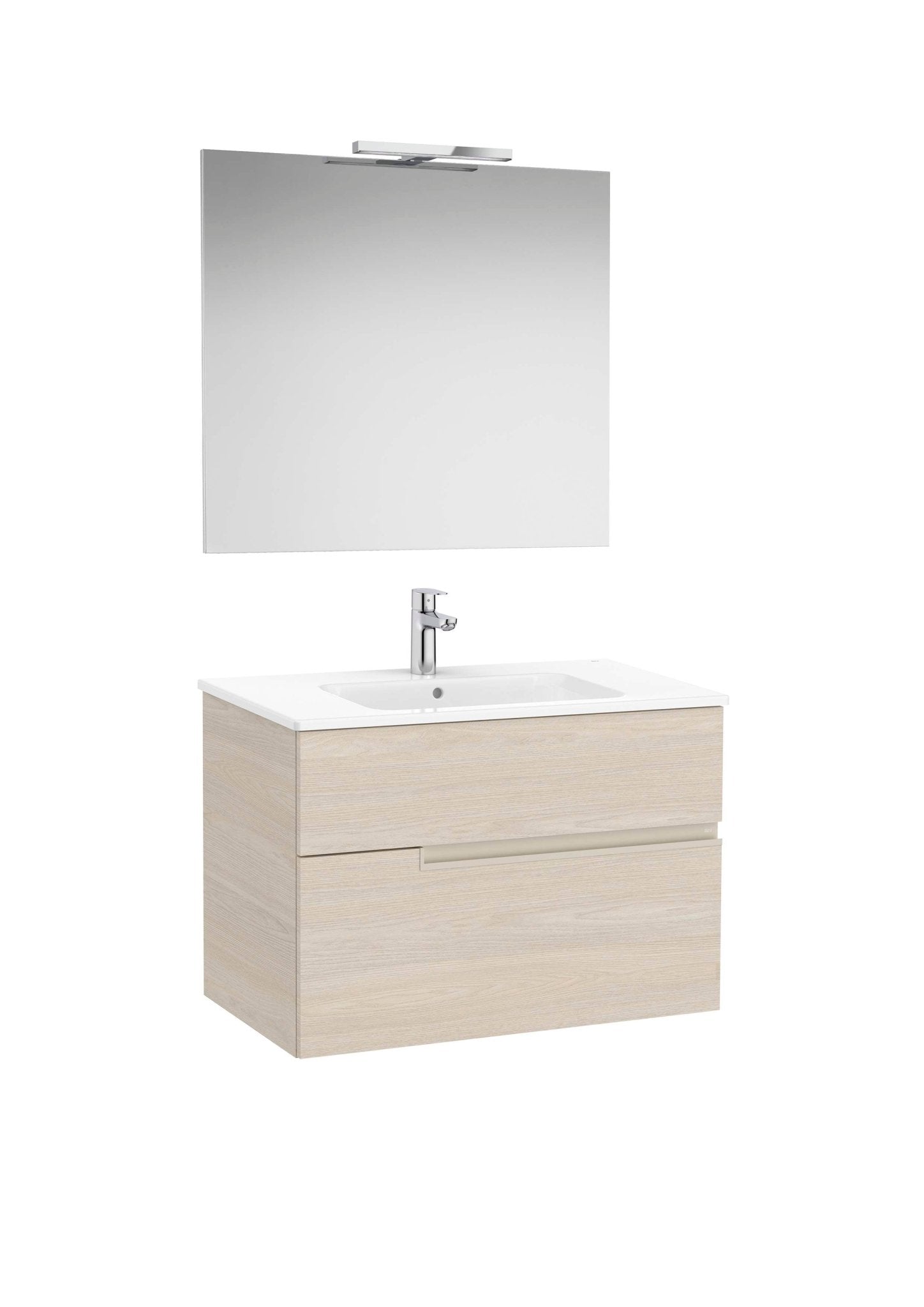 Roca - Victoria - N Mueble base Pack de dos cajones, lavabo, espejo y aplique LED Starlight - BricoandPool