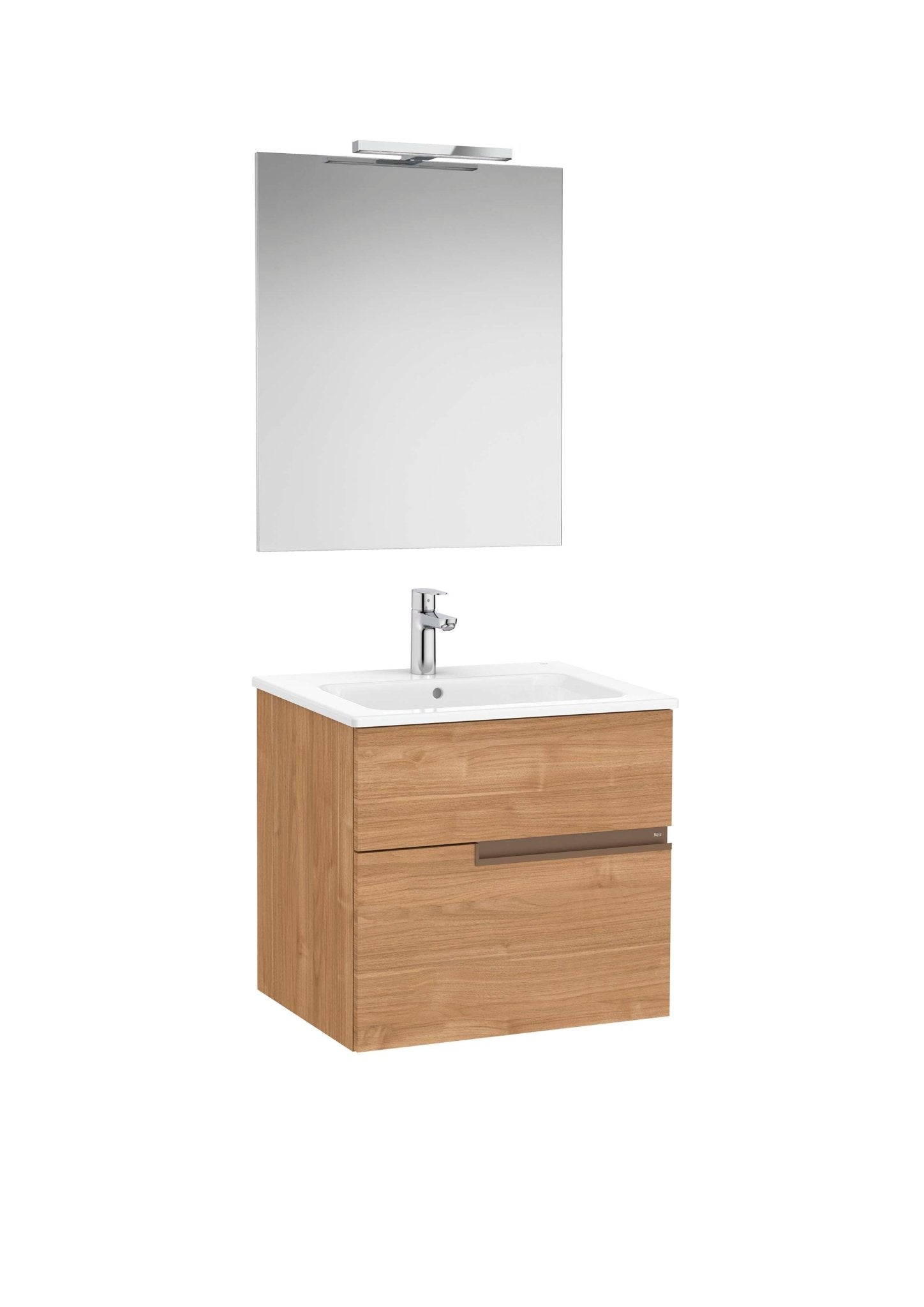 Roca - Victoria - N Mueble base Pack de dos cajones, lavabo, espejo y aplique LED Starlight - BricoandPool