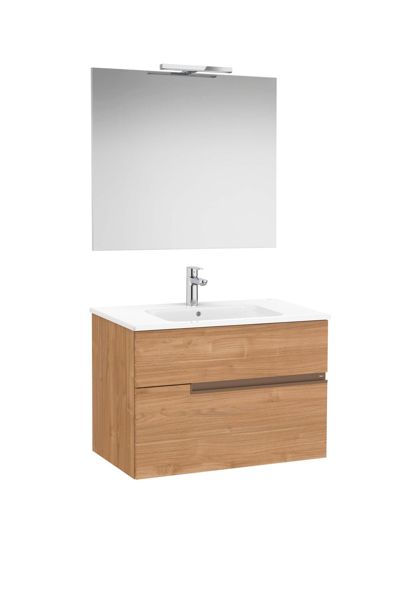 Roca - Victoria - N Mueble base Pack de dos cajones, lavabo, espejo y aplique LED Starlight - BricoandPool