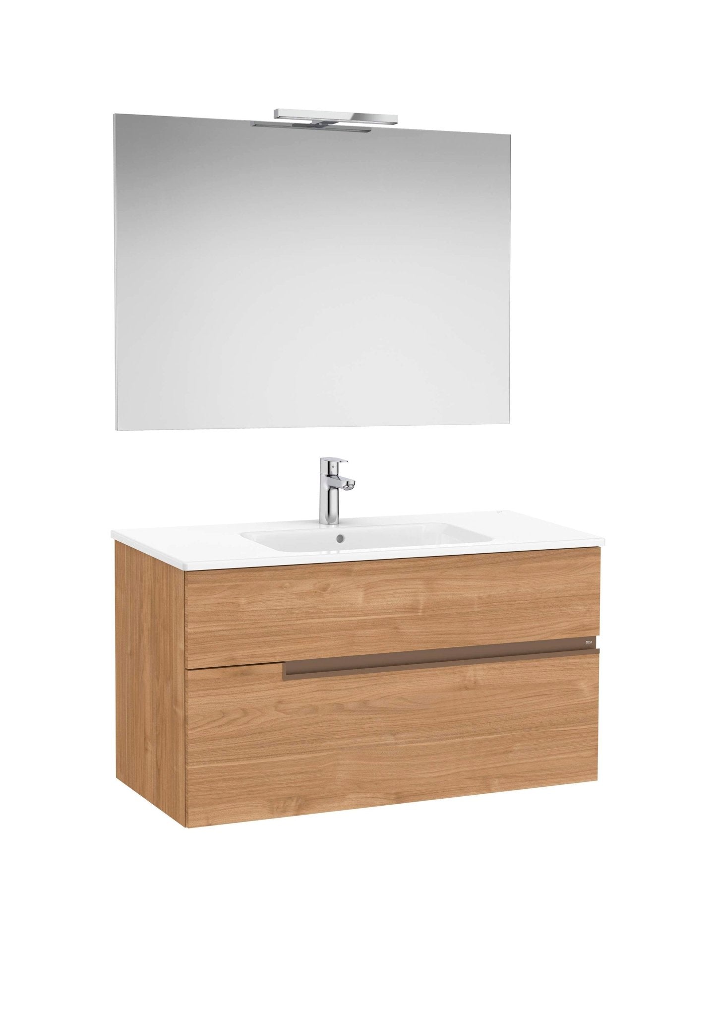 Roca - Victoria - N Mueble base Pack de dos cajones, lavabo, espejo y aplique LED Starlight - BricoandPool