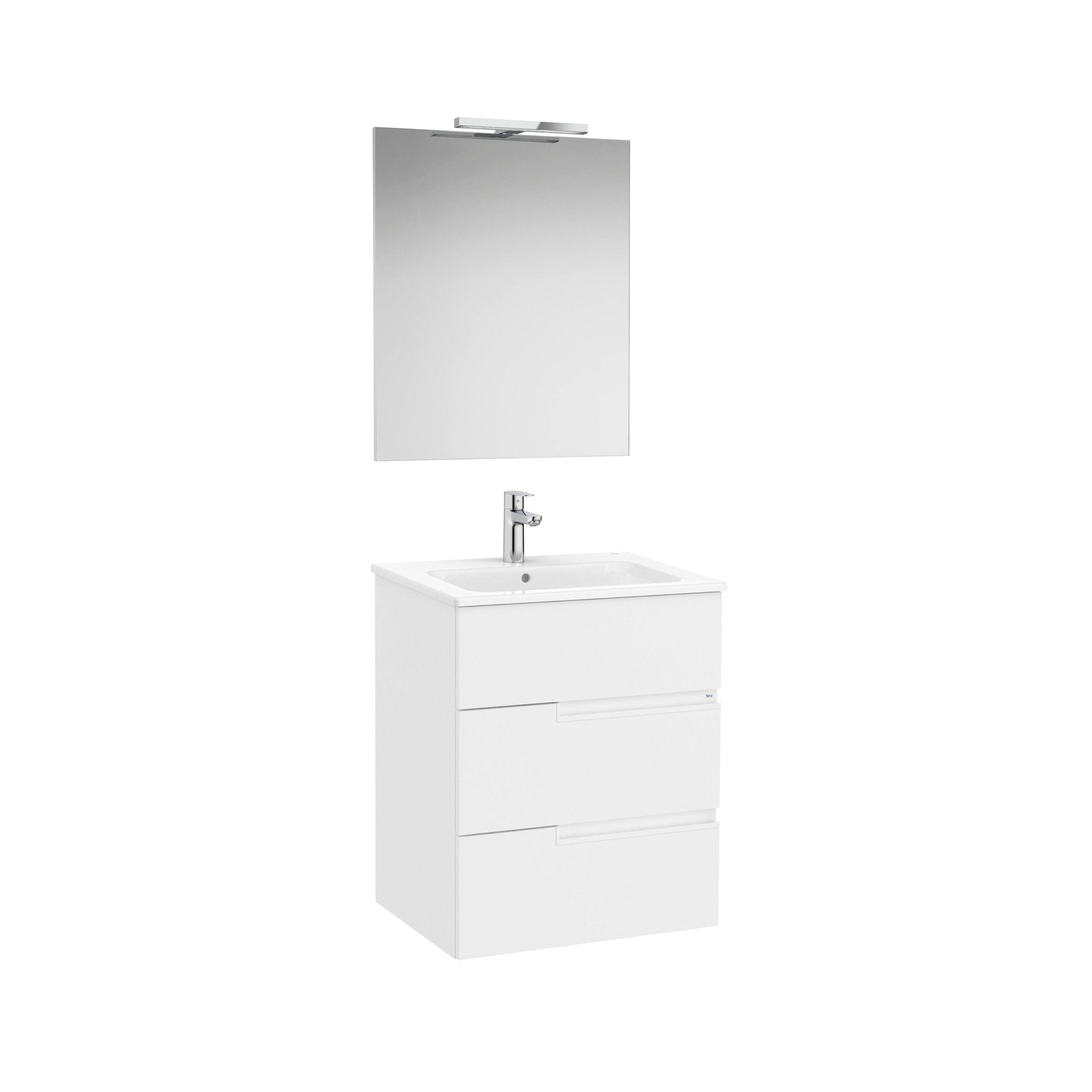 Roca - Victoria - N Mueble base Pack de tres cajones, lavabo, espejo y aplique LED Starlight - BricoandPool