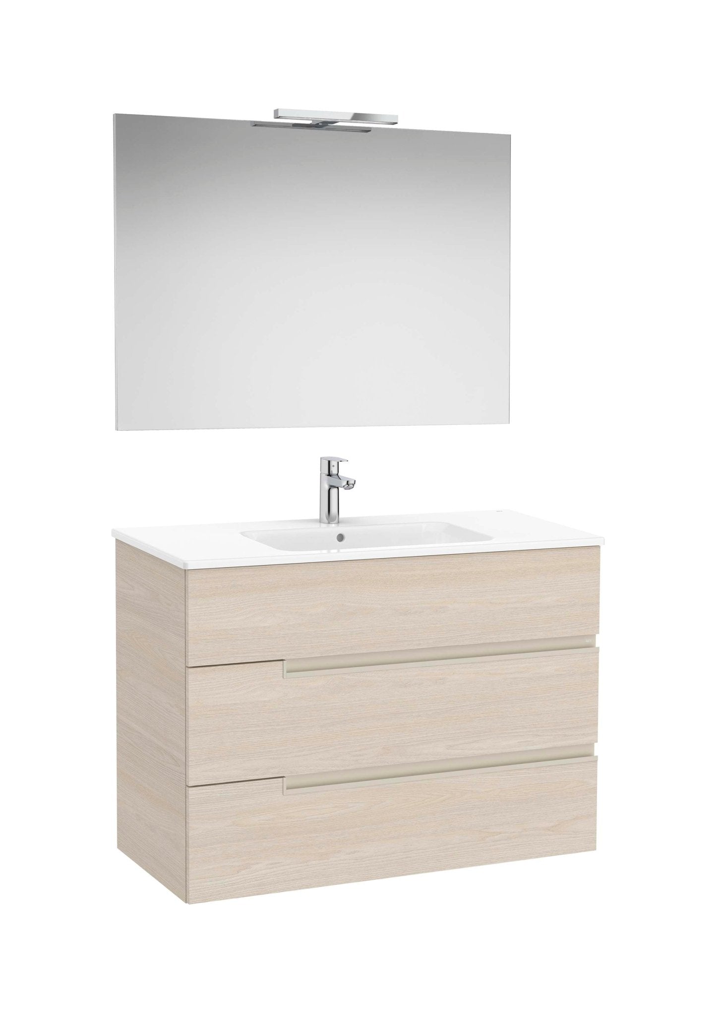 Roca - Victoria - N Mueble base Pack de tres cajones, lavabo, espejo y aplique LED Starlight - BricoandPool