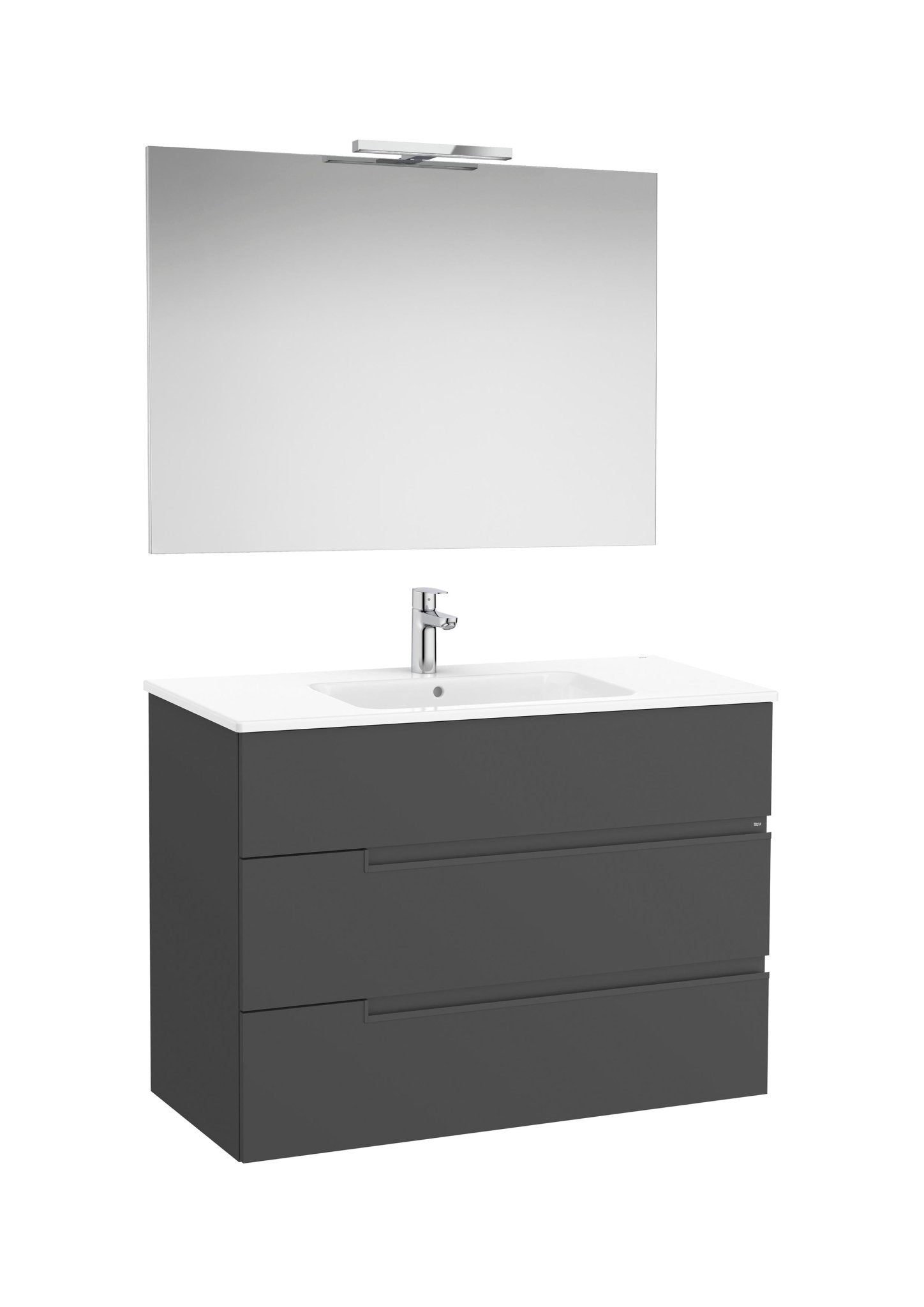 Roca - Victoria - N Mueble base Pack de tres cajones, lavabo, espejo y aplique LED Starlight - BricoandPool
