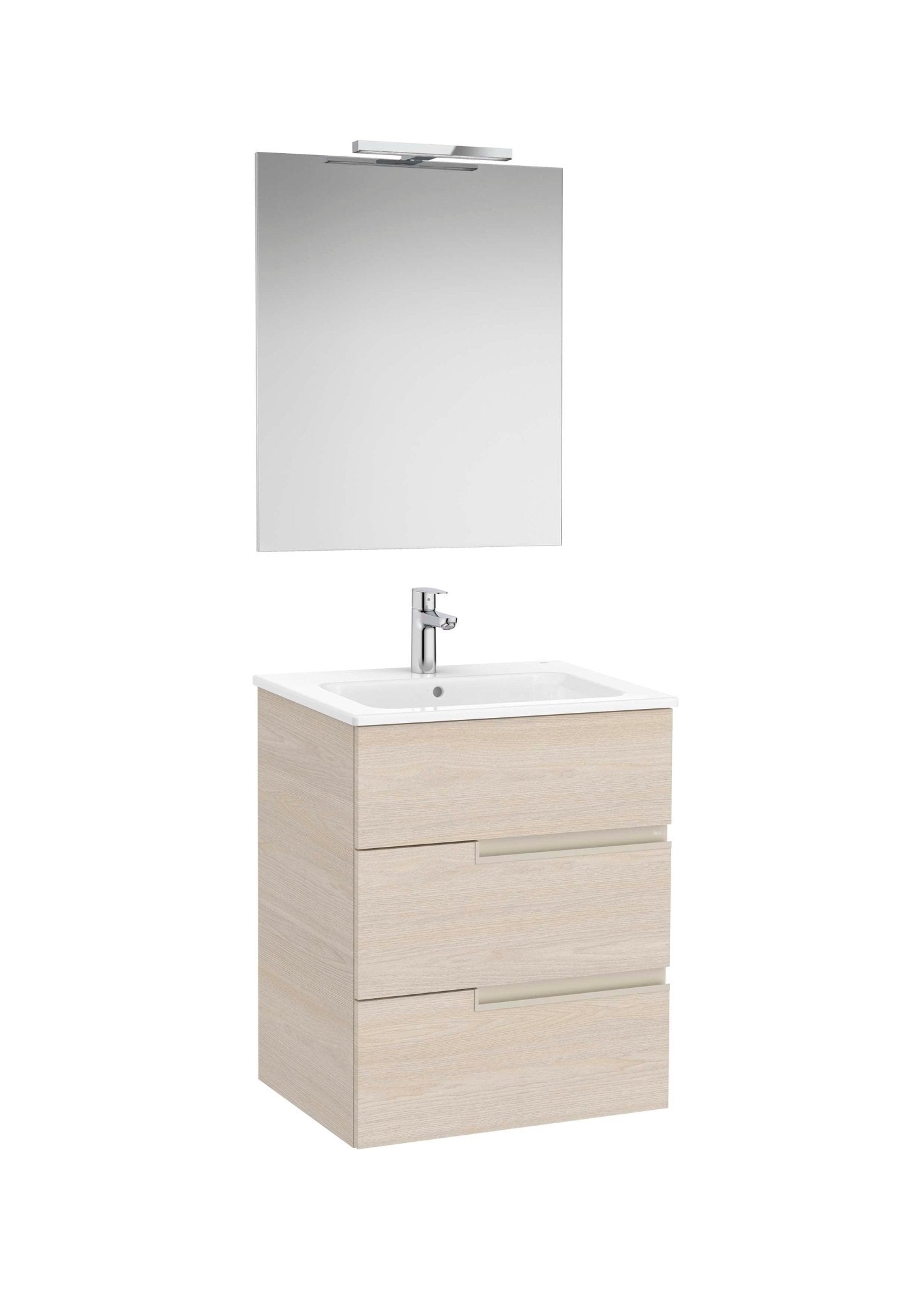 Roca - Victoria - N Mueble base Pack de tres cajones, lavabo, espejo y aplique LED Starlight - BricoandPool
