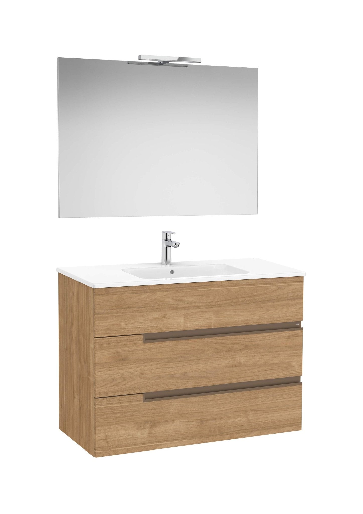 Roca - Victoria - N Mueble base Pack de tres cajones, lavabo, espejo y aplique LED Starlight - BricoandPool