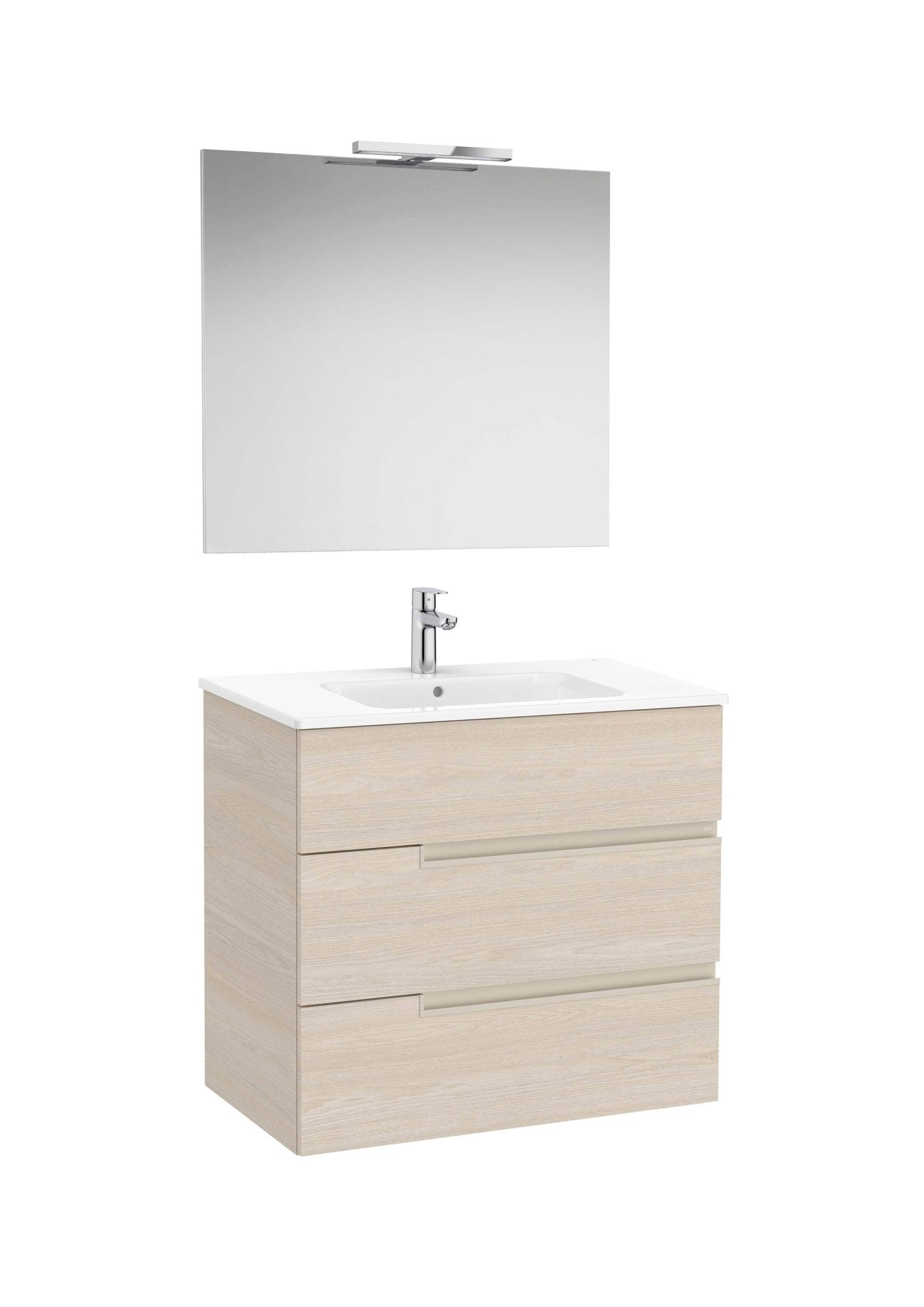 Roca - Victoria - N Mueble base Pack de tres cajones, lavabo, espejo y aplique LED Starlight - BricoandPool