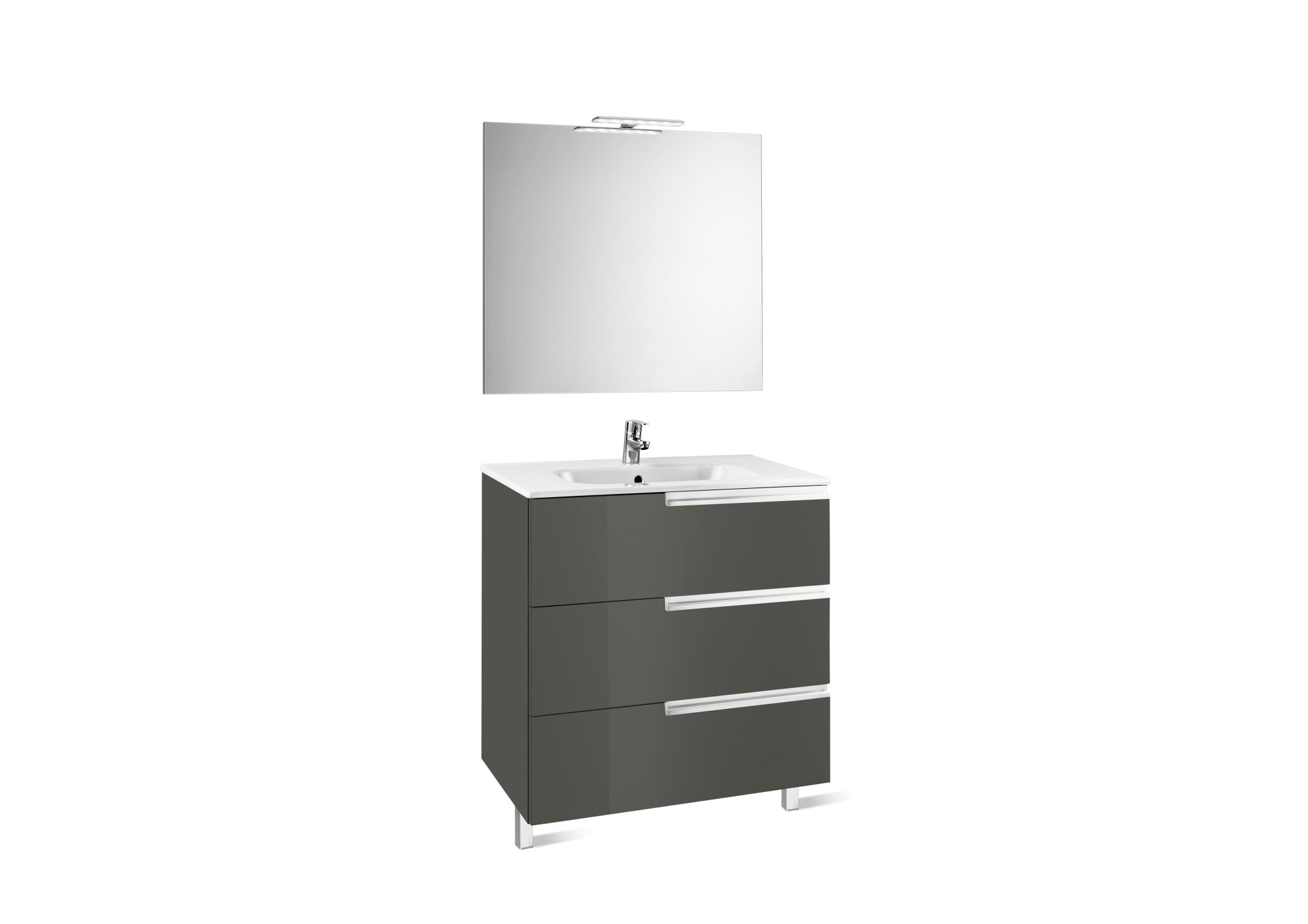Roca - Victoria - N Mueble base Pack Family de tres cajones, lavabo, espejo y aplique LED Starlight - BricoandPool