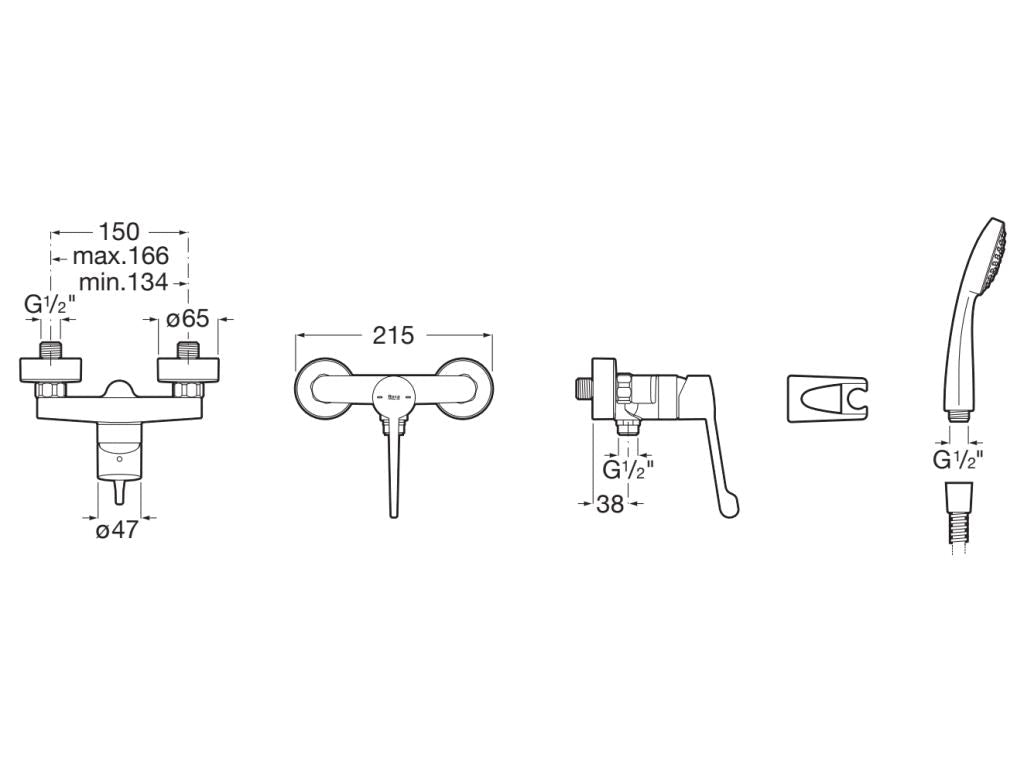 Roca - Victoria Pro grifería para baño - ducha con maneta ergonómica alargada, cromado A5A015GC00. - BricoandPool