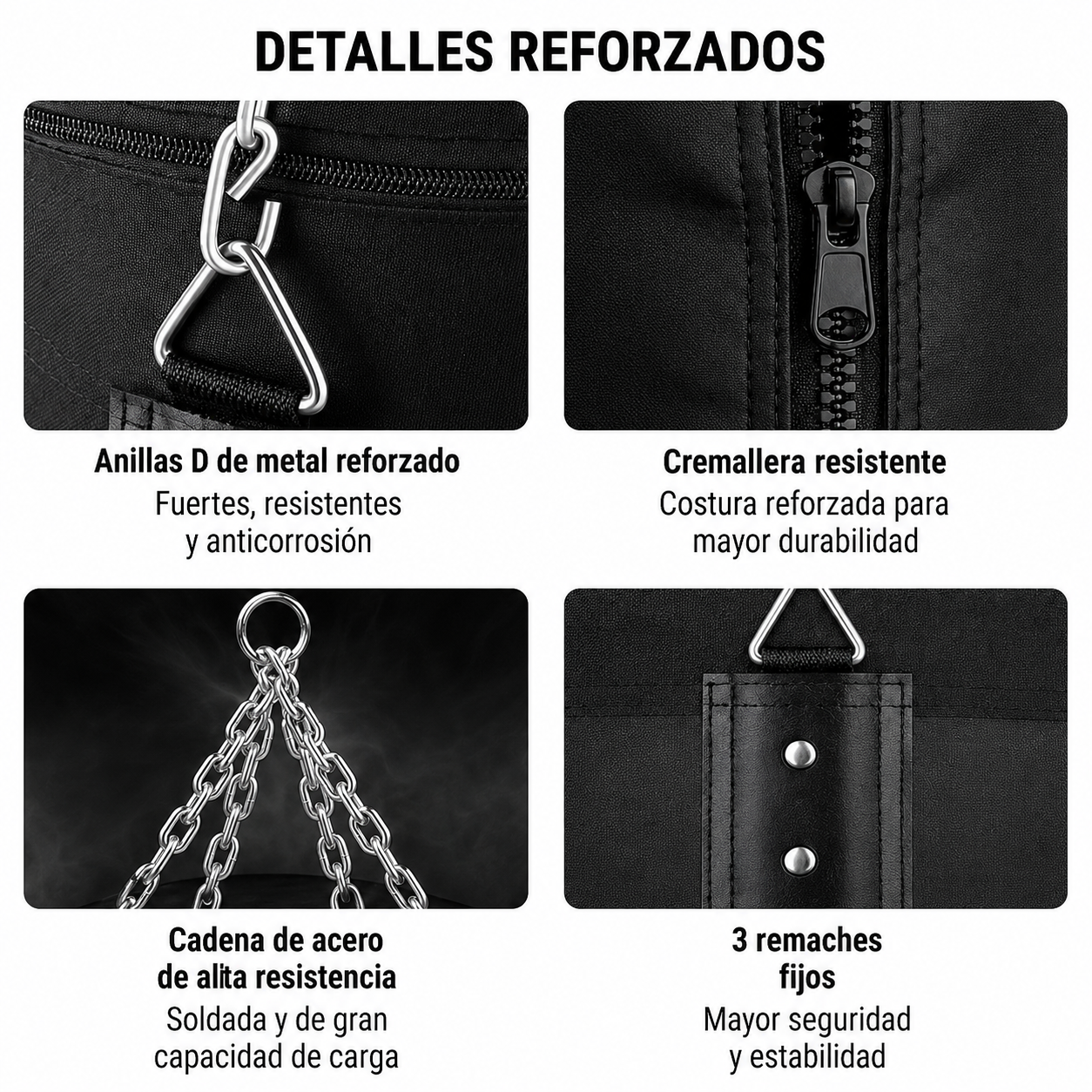 Saco De Boxeo PU 120 Por 40 Cm Cadena Reforzada